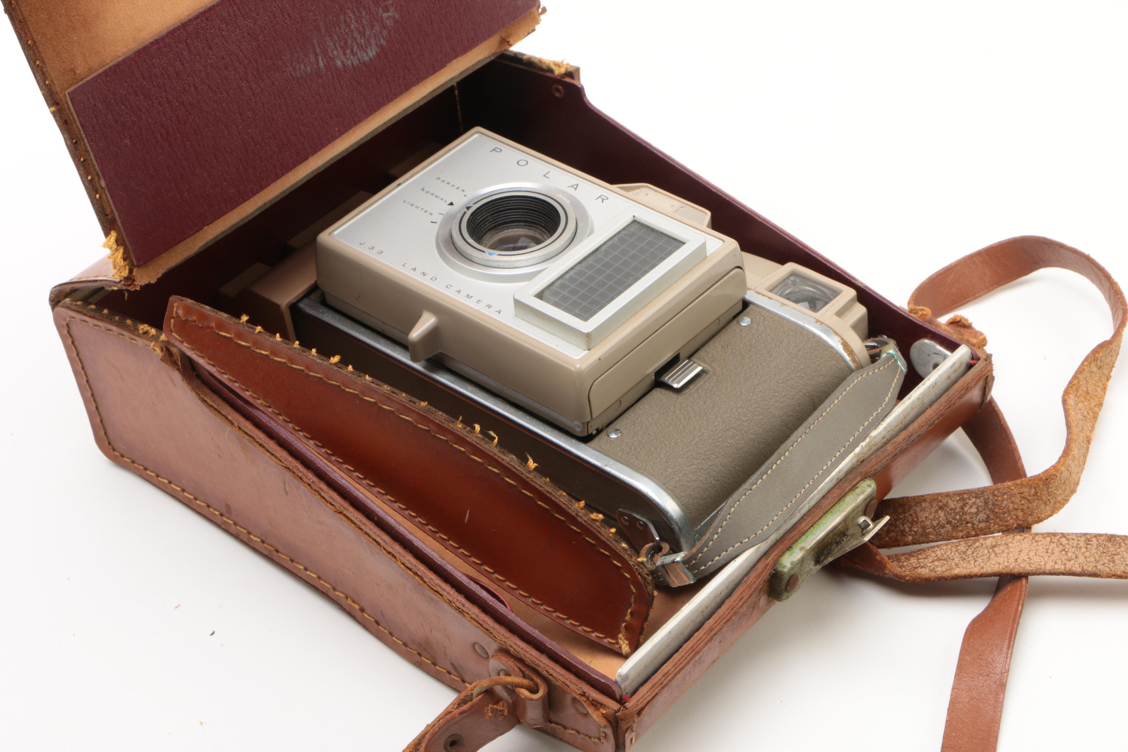 Vintage Polaroid Land Cameras and Accessories with Kodak Brownie Box Camera