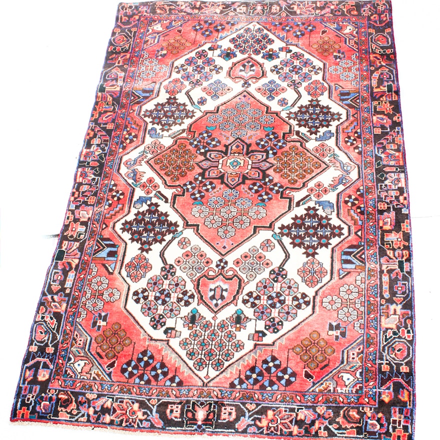 4'2 x 6'8 Vintage Hand-Knotted Persian Karaja Heriz Rug