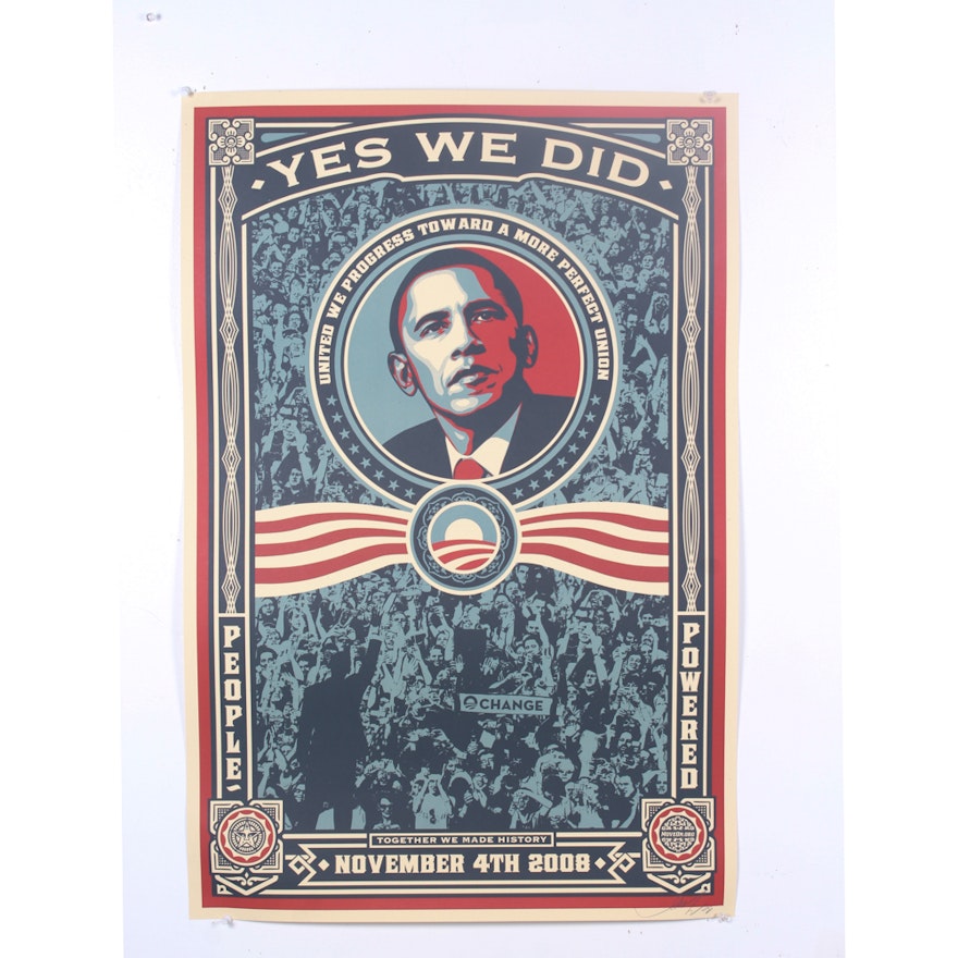 Shepard Fairey Offset Print "Yes We Did!"