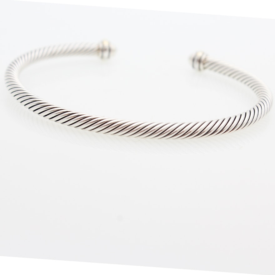 David Yurman Sterling Silver Cable Classics Bracelet with 18K Gold Accents