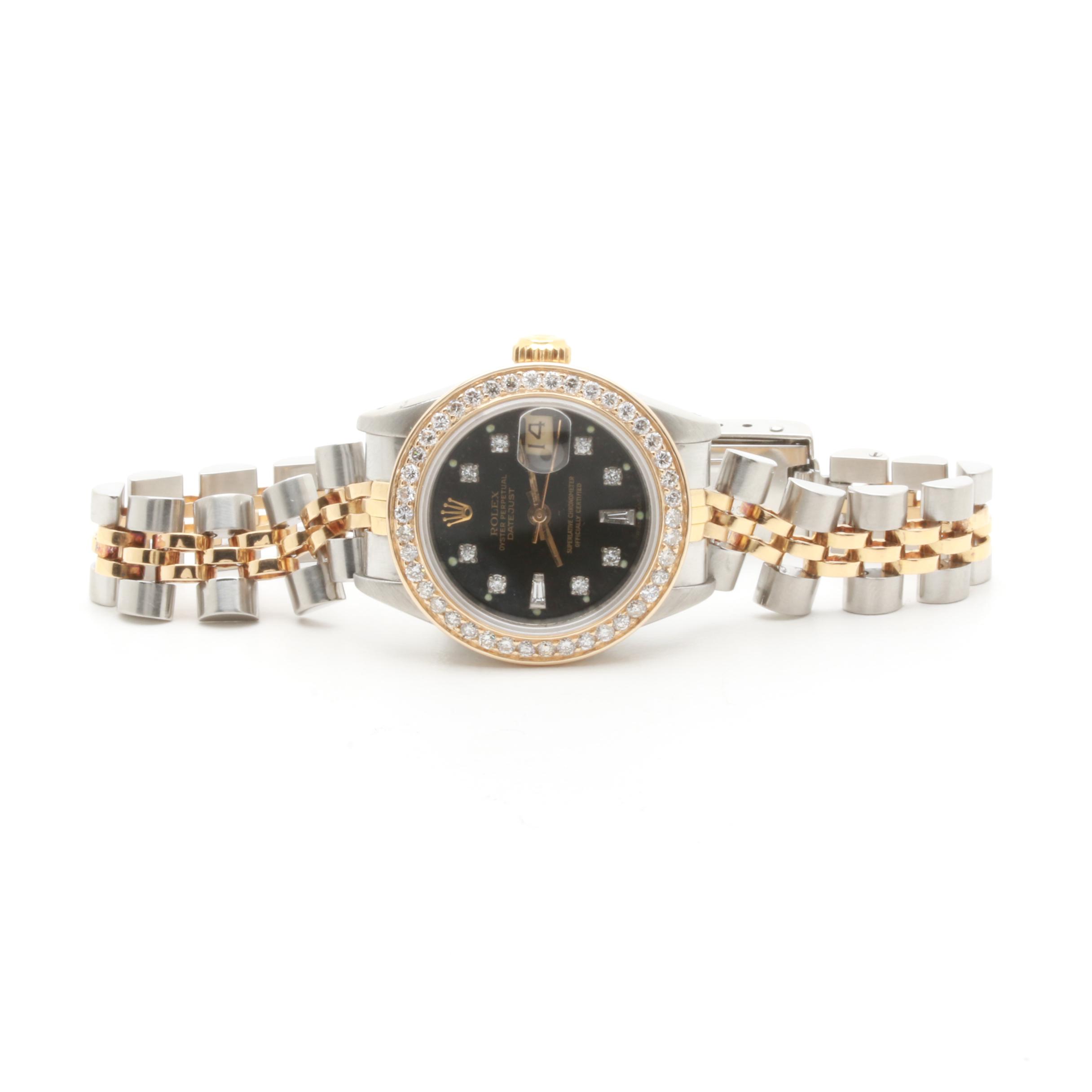 Circa 1986 Rolex Stainless Steel and 18K Yellow Gold 1.04 CTW Diamond Watch