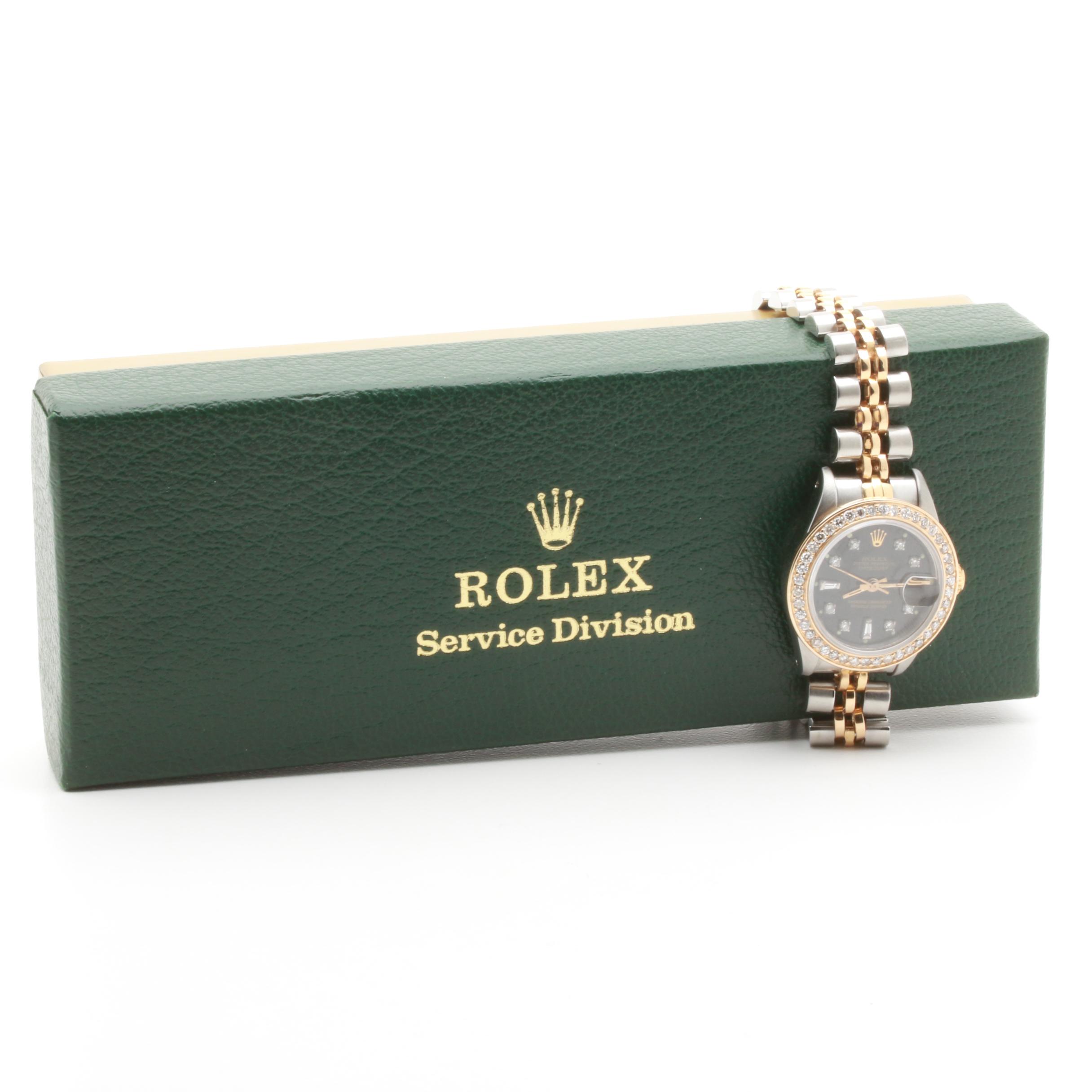 Circa 1986 Rolex Stainless Steel and 18K Yellow Gold 1.04 CTW Diamond Watch