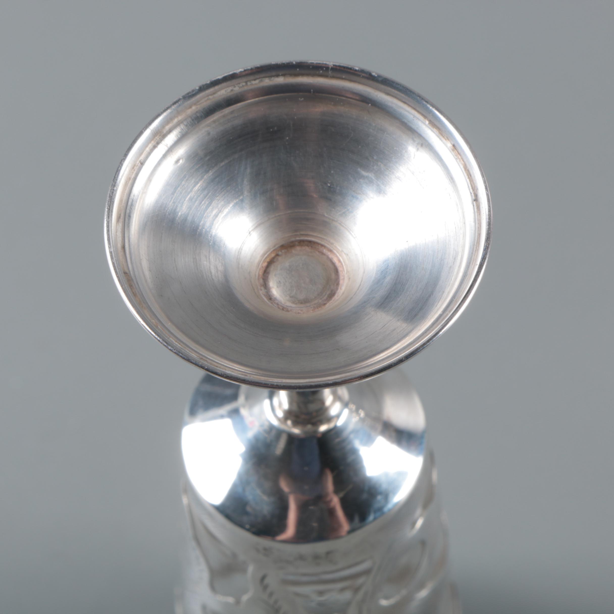 Vintage Mexican Sterling Silver and Glass Cordial Cups