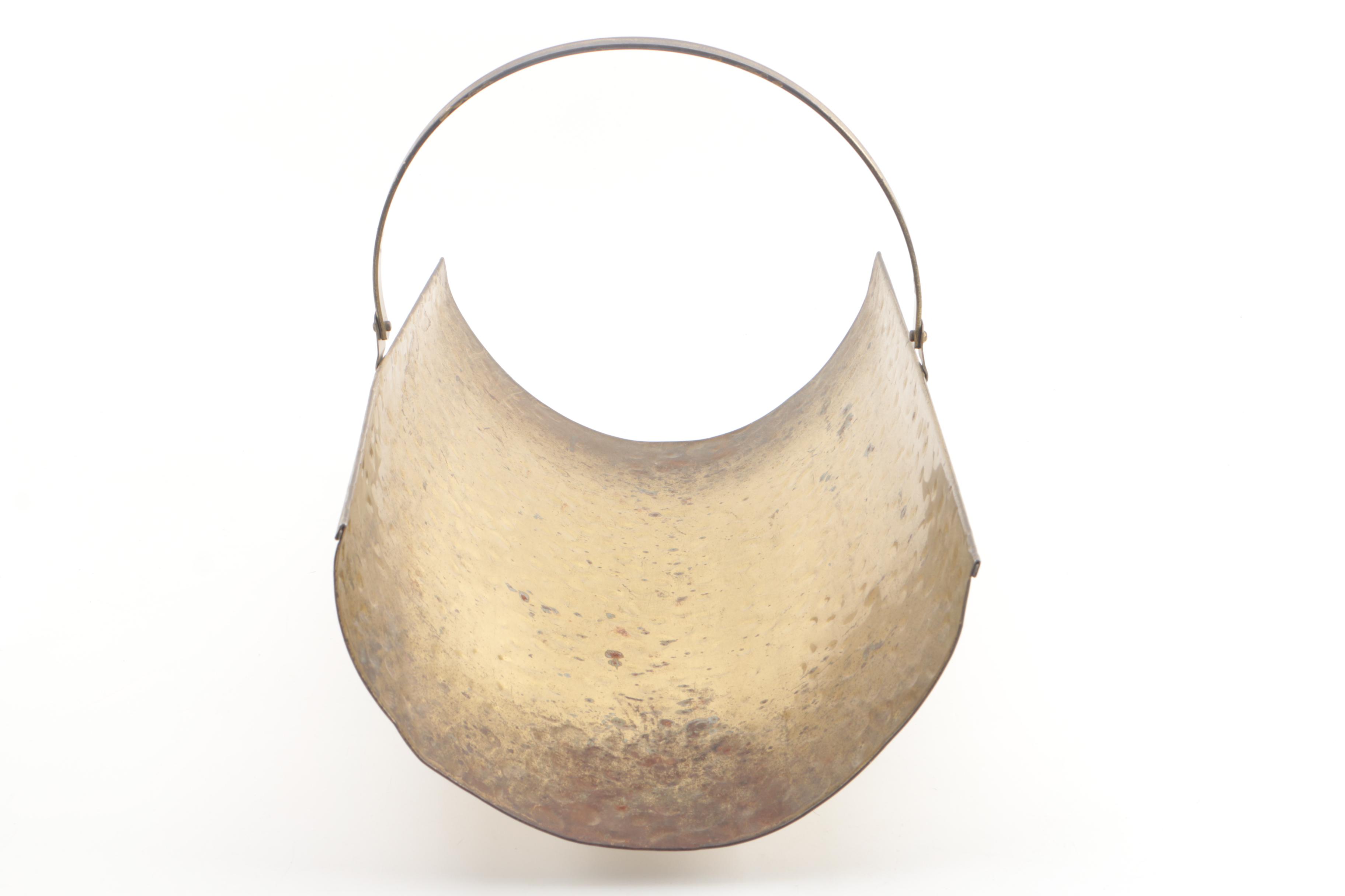 Vintage Hammered Brass Firewood Basket