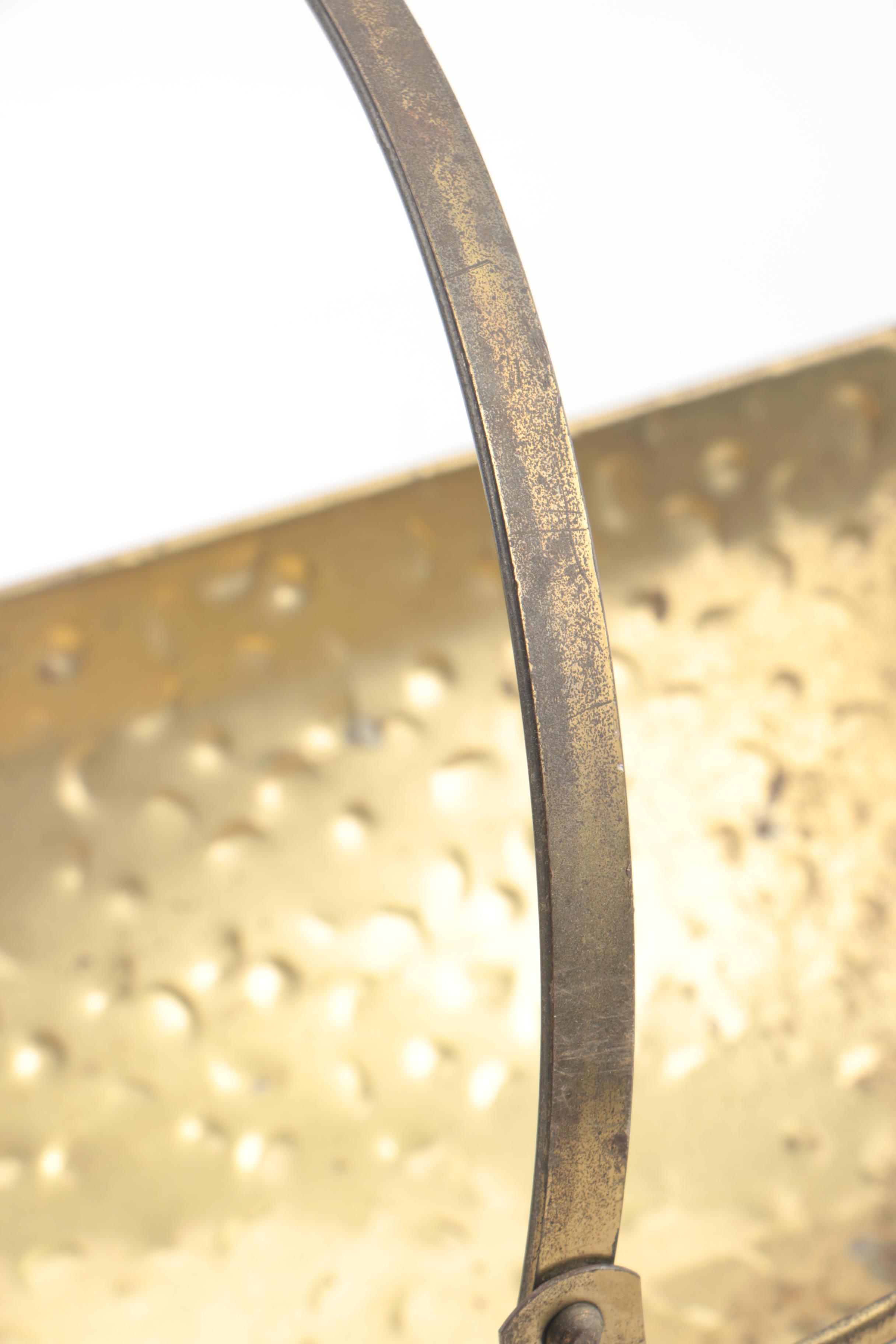 Vintage Hammered Brass Firewood Basket