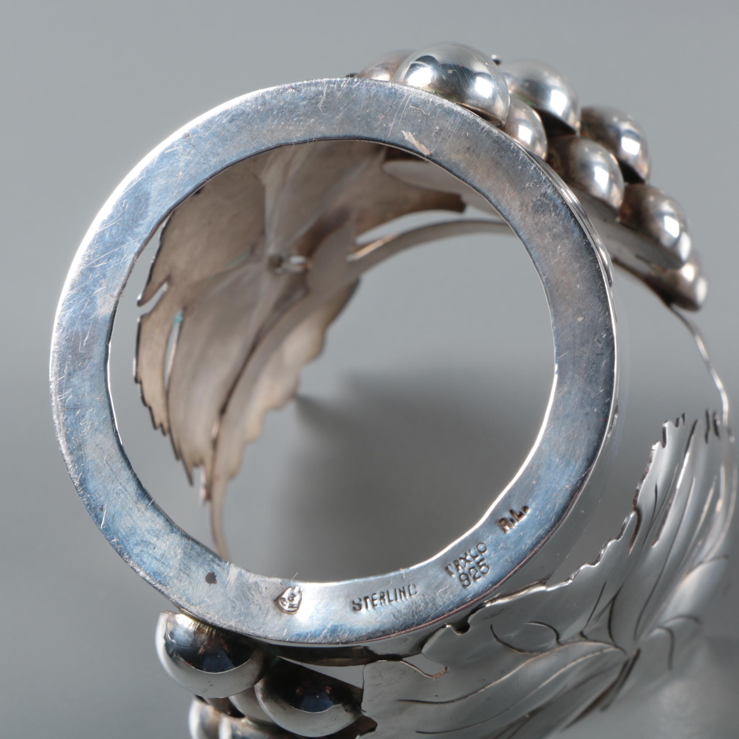 Highball Glasses with Mexican Sterling Silver Foliate Motif Overlays