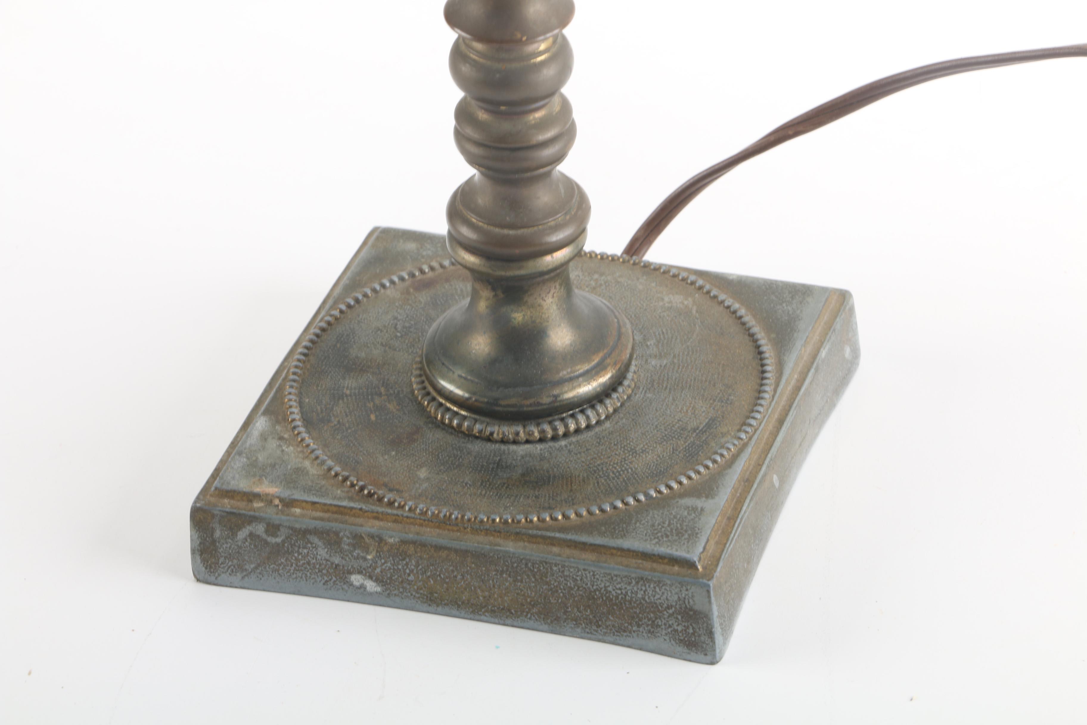 Vintage Converted Oil Lamp with Ruby Flashed Shade and Accented Font