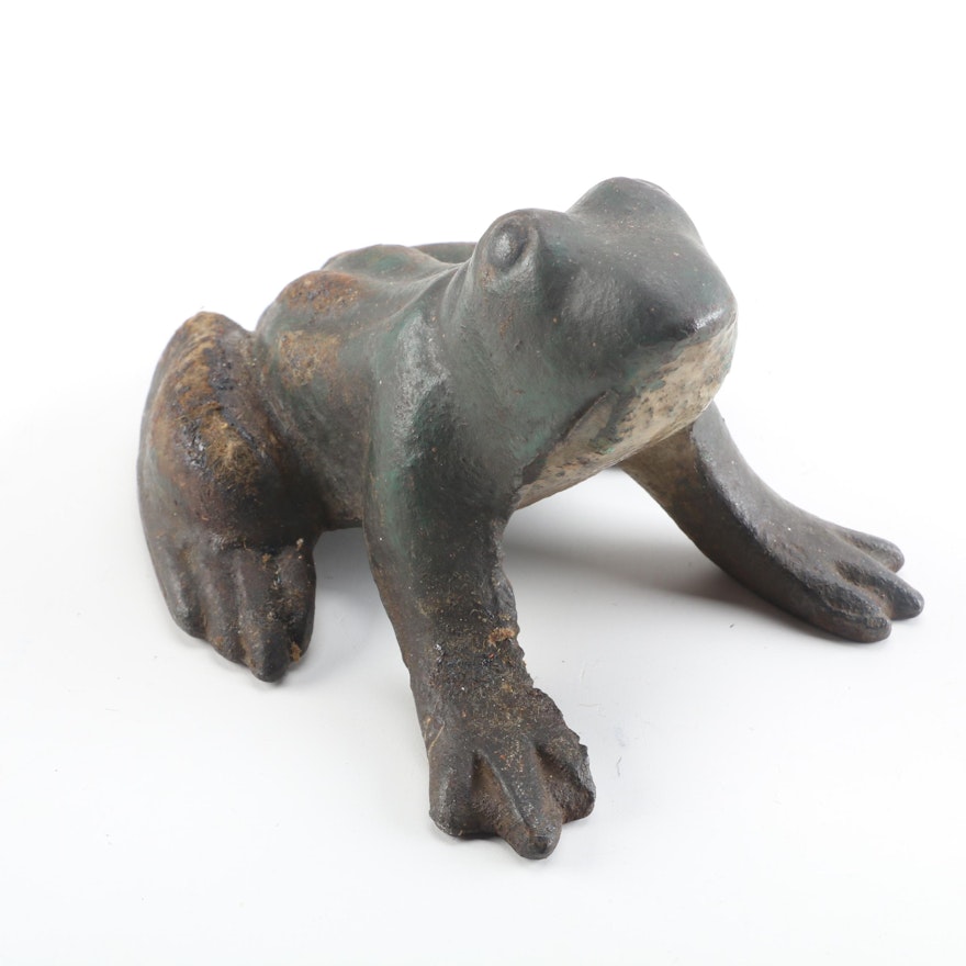 Vintage Cast Iron Frog Figurine