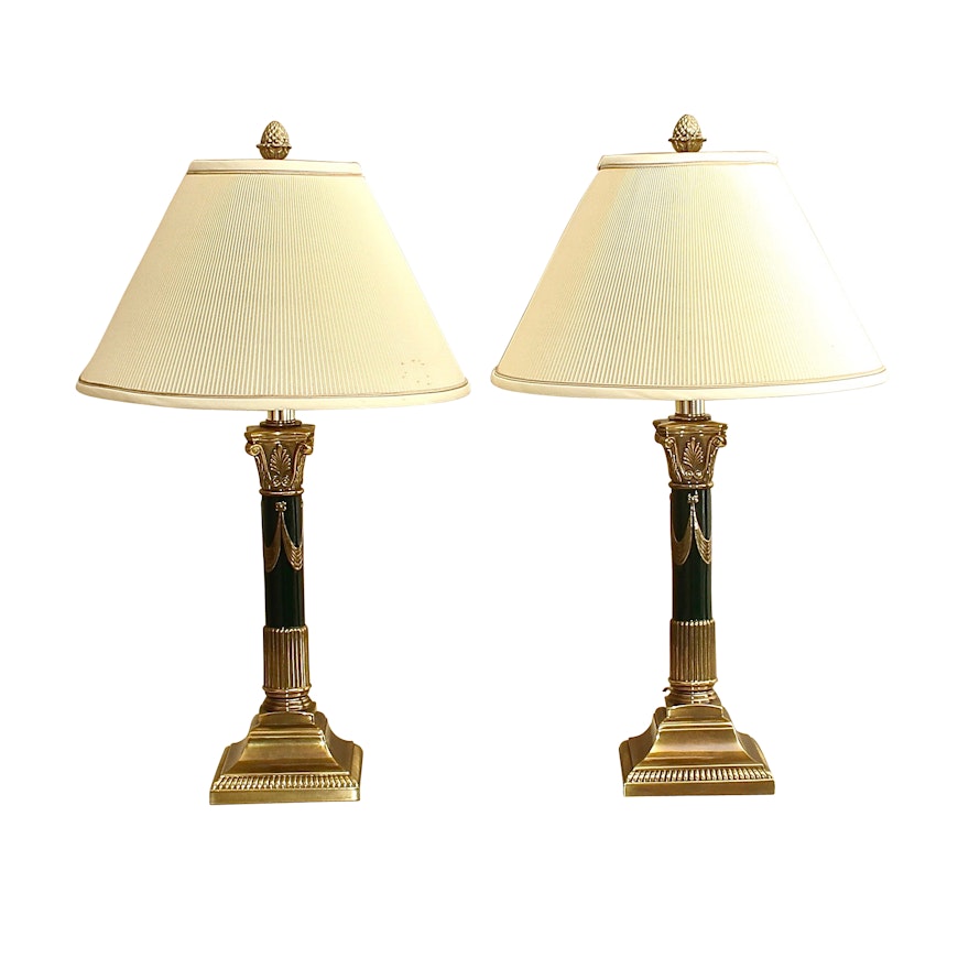 Pair of Column Style Table Lamps