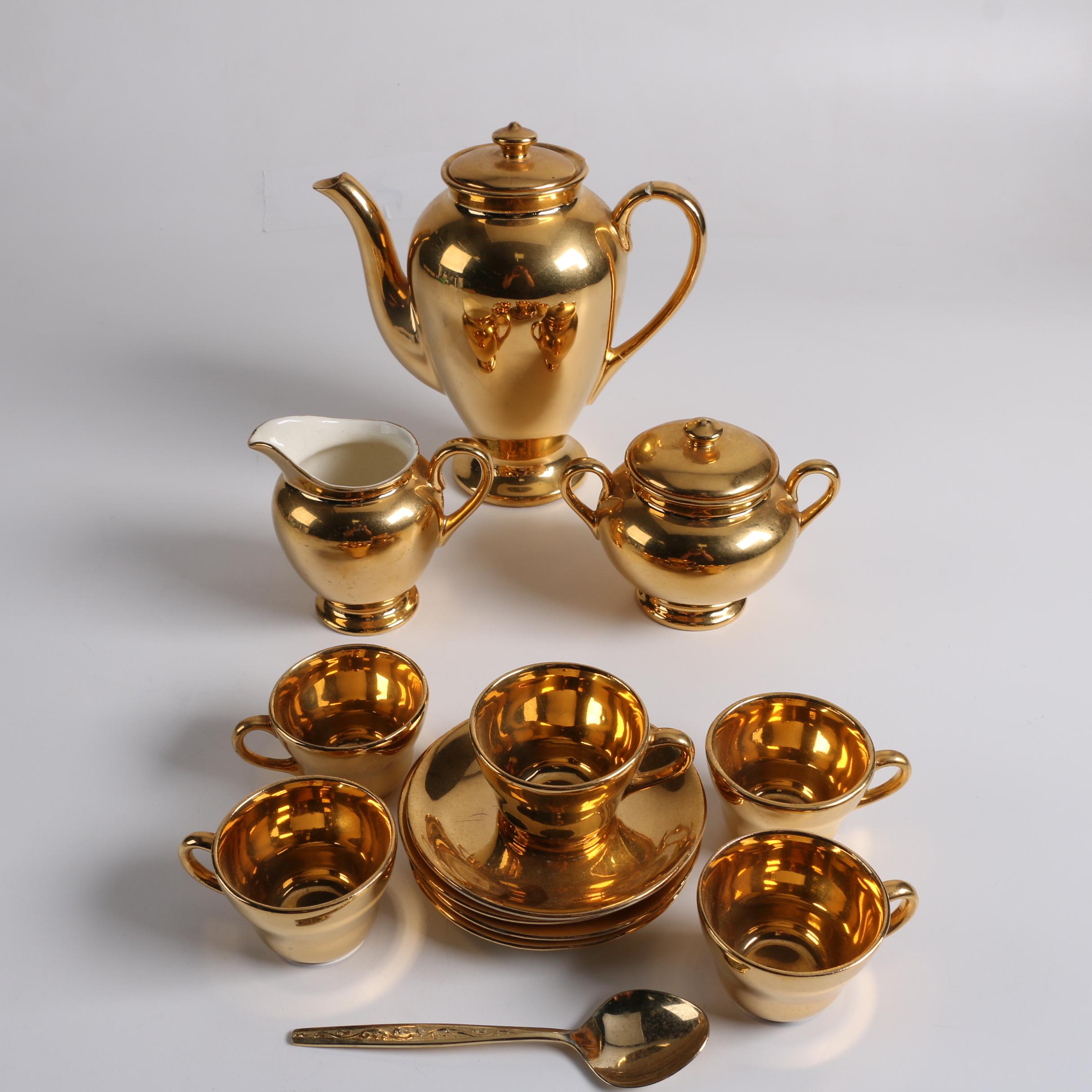 Vintage Atlas "Satin Gold" 22 K Gold Plated China Tea Service