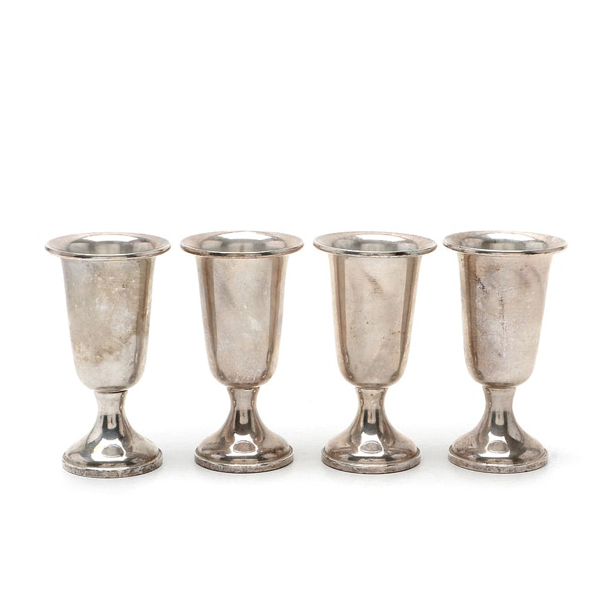 Set of Four Towle Silversmiths Weighted Sterling Silver Cordial Goblets