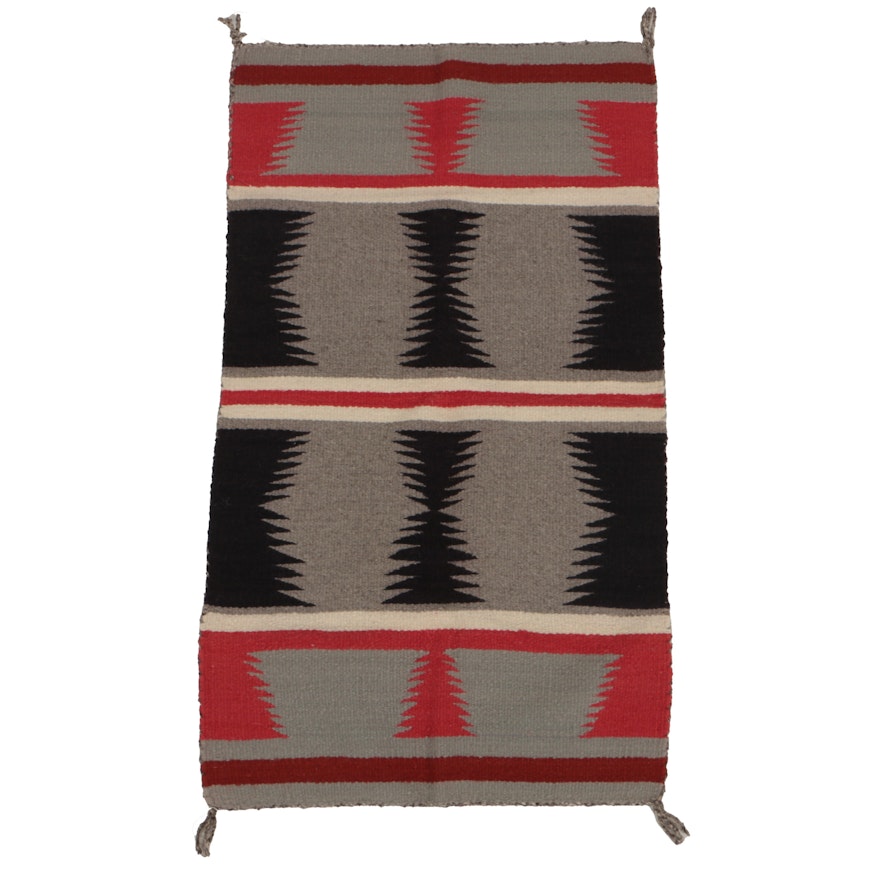 Vintage Handwoven Mexican Wool Accent Rug