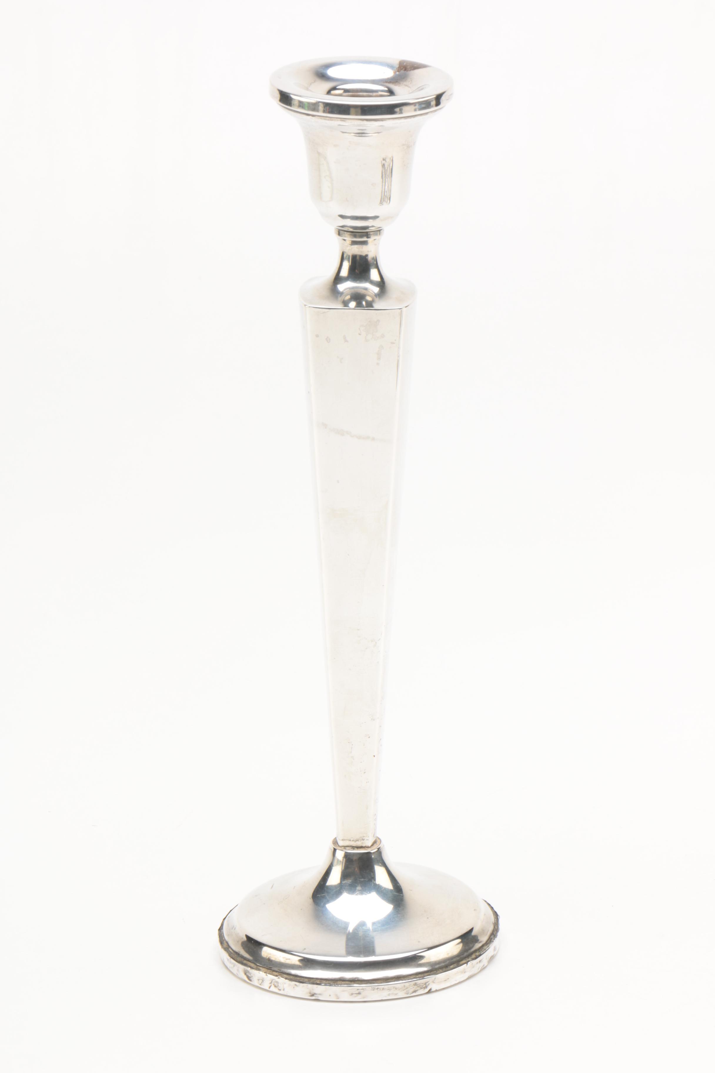 Revere Silversmiths Weighted Sterling Candlestick with Sterling Flatware