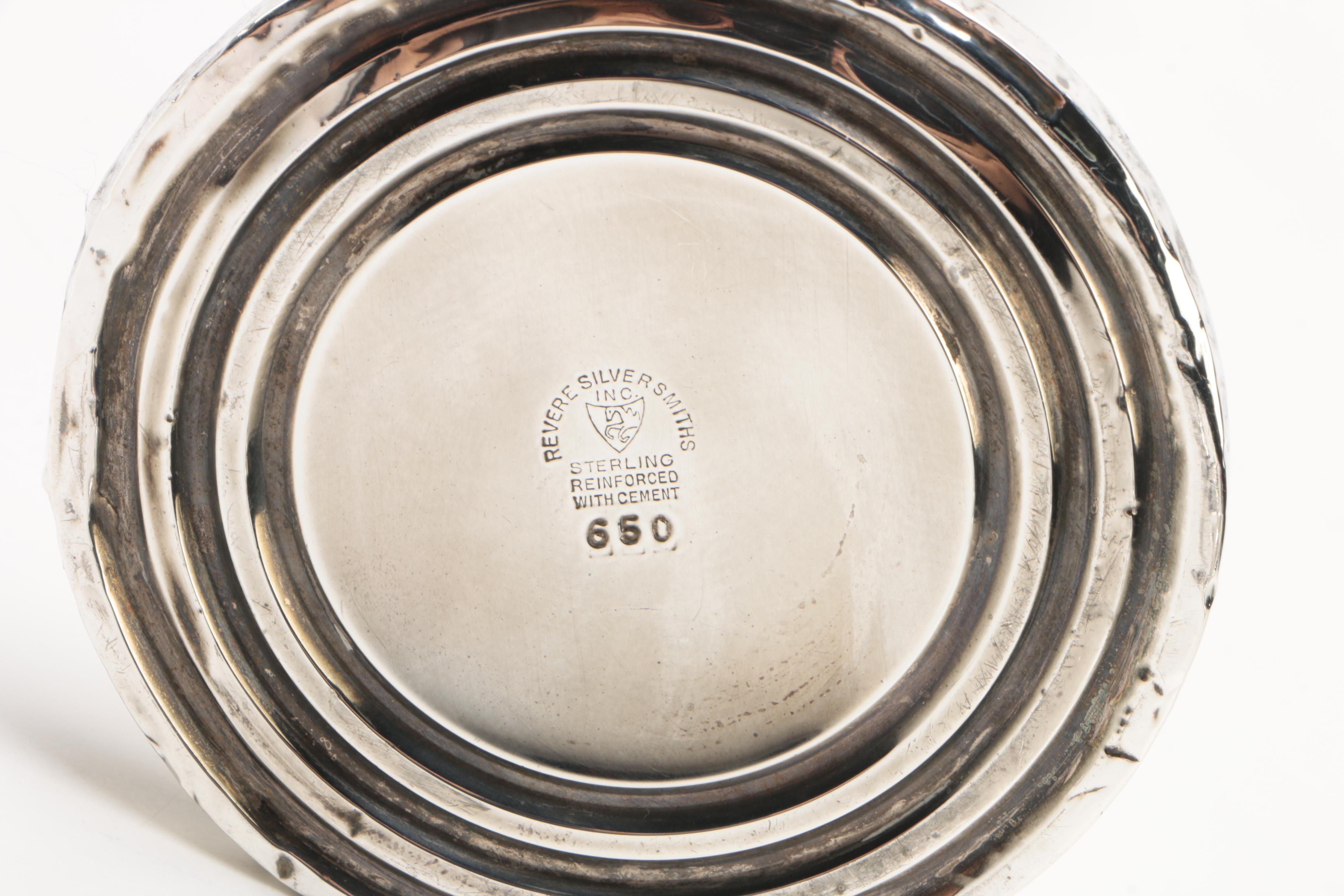 Revere Silversmiths Weighted Sterling Candlestick with Sterling Flatware