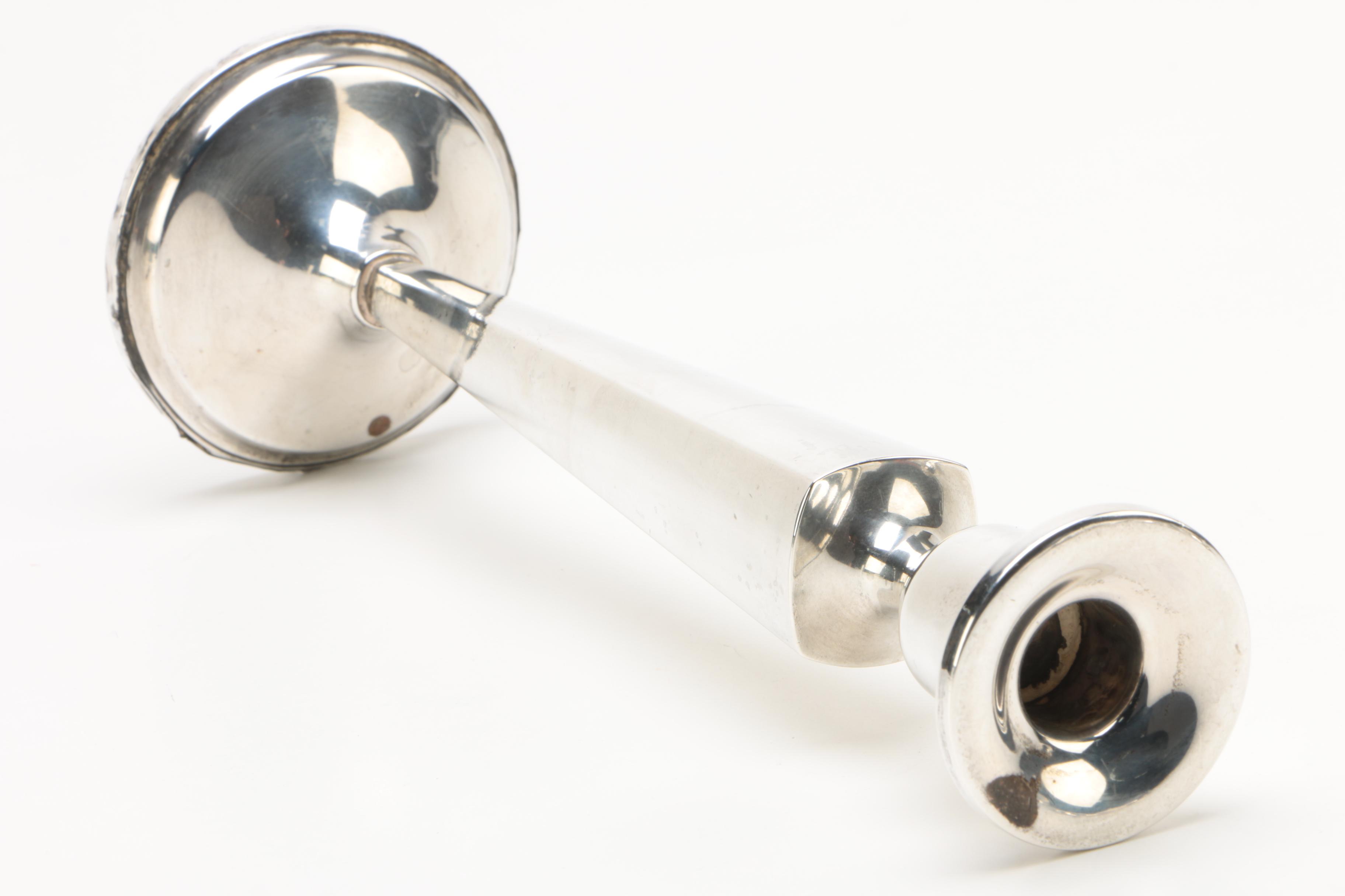 Revere Silversmiths Weighted Sterling Candlestick with Sterling Flatware