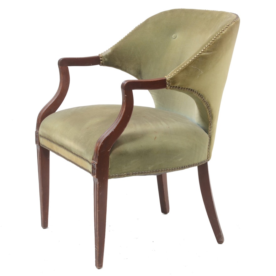 Vintage Green Upholstered Armchair