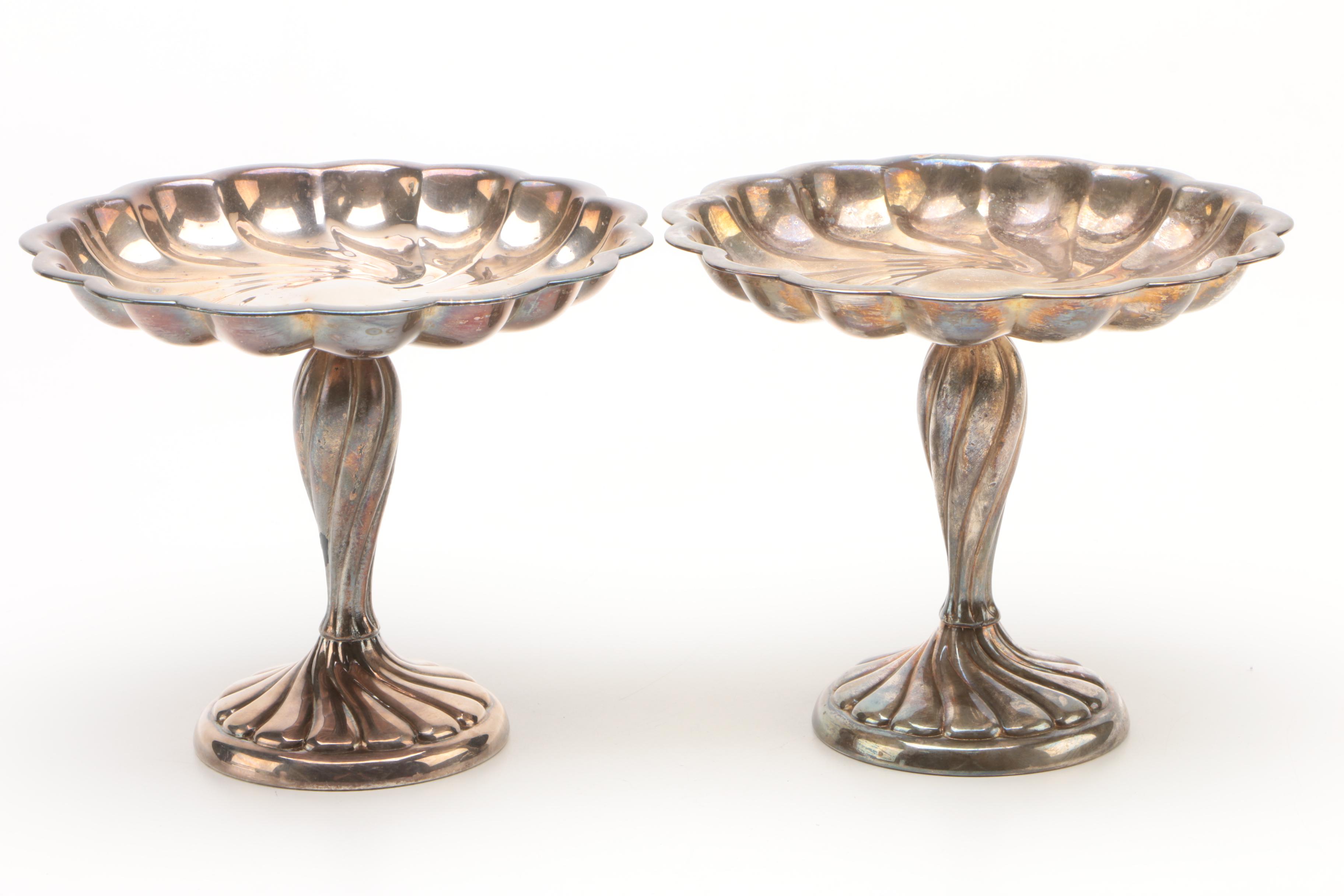 Vintage Scalloped Silver Plate Compotes