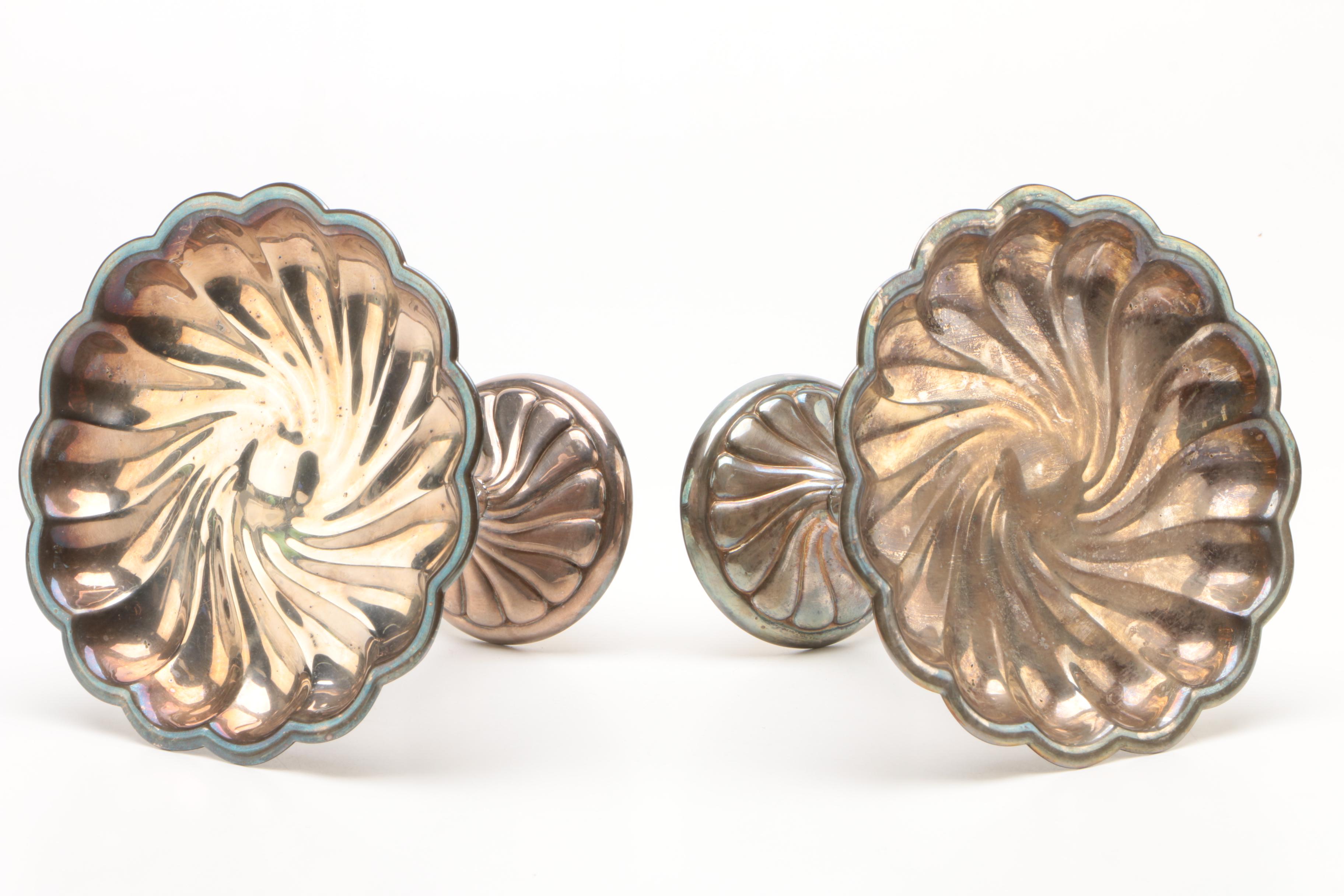 Vintage Scalloped Silver Plate Compotes