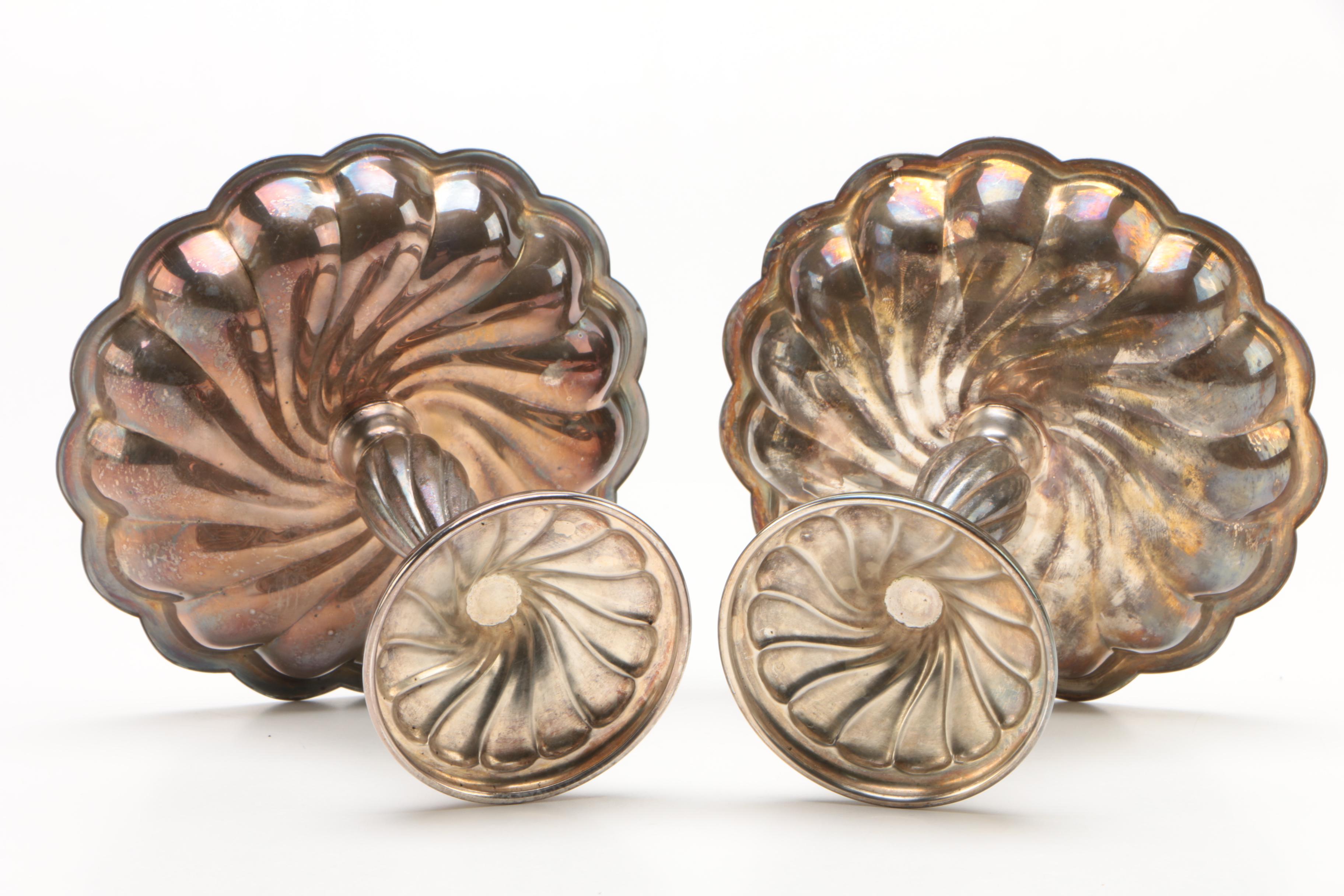 Vintage Scalloped Silver Plate Compotes