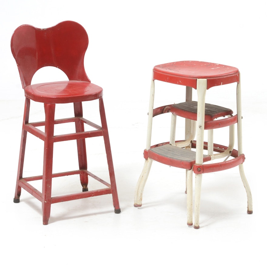 Two Vintage Metal Stools