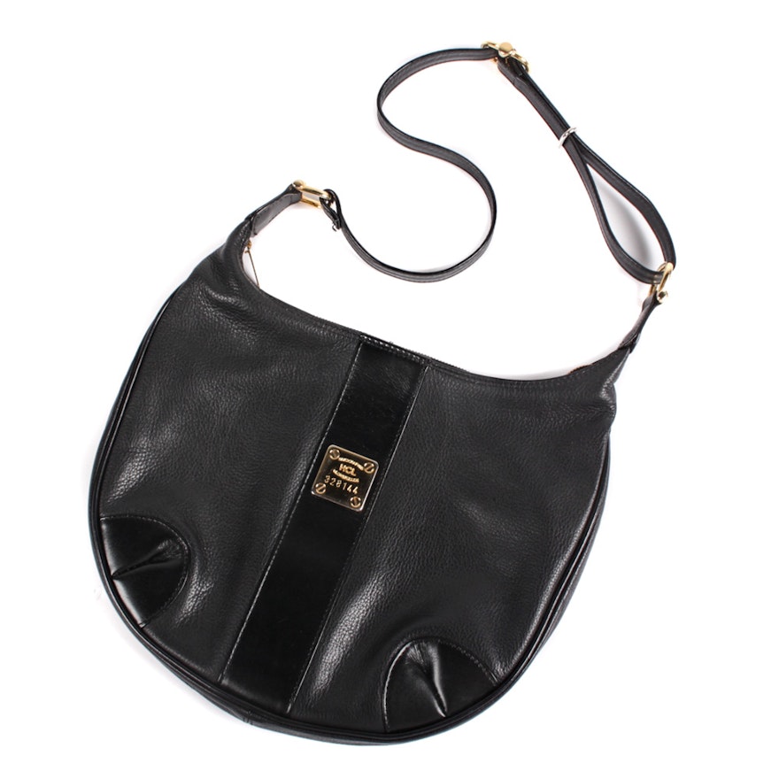 HCL of Germany Handcrafted Black Leather Shoulder Bag Purse
