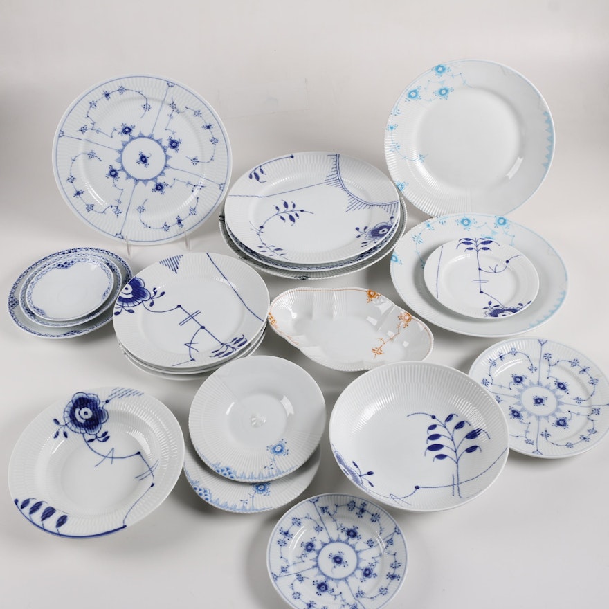Vintage and Contemporary Royal Copenhagen Porcelain Dinnerware and Serveware