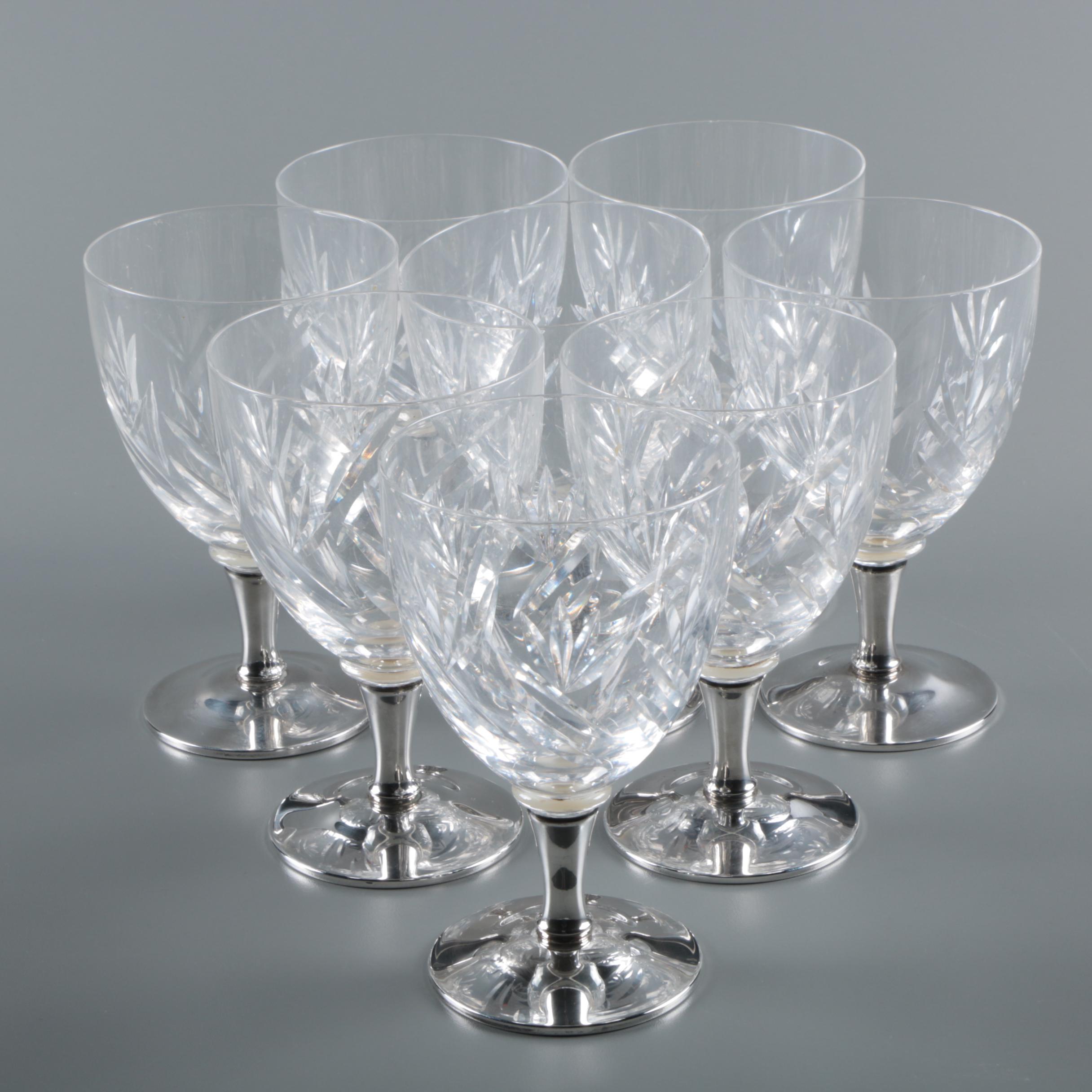 Vintage Gorham Crystal and Weighted Sterling Silver Water Goblets