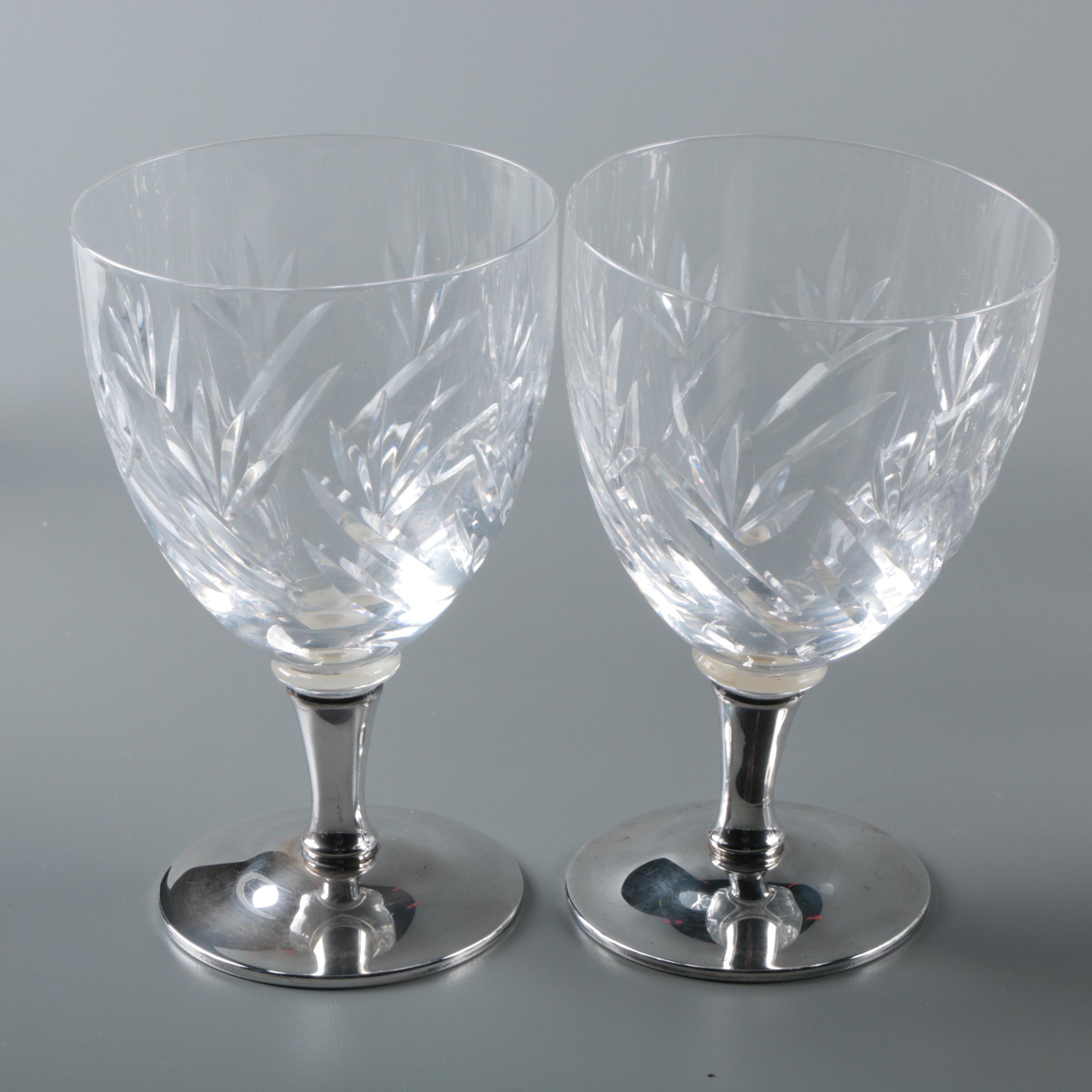Vintage Gorham Crystal and Weighted Sterling Silver Water Goblets