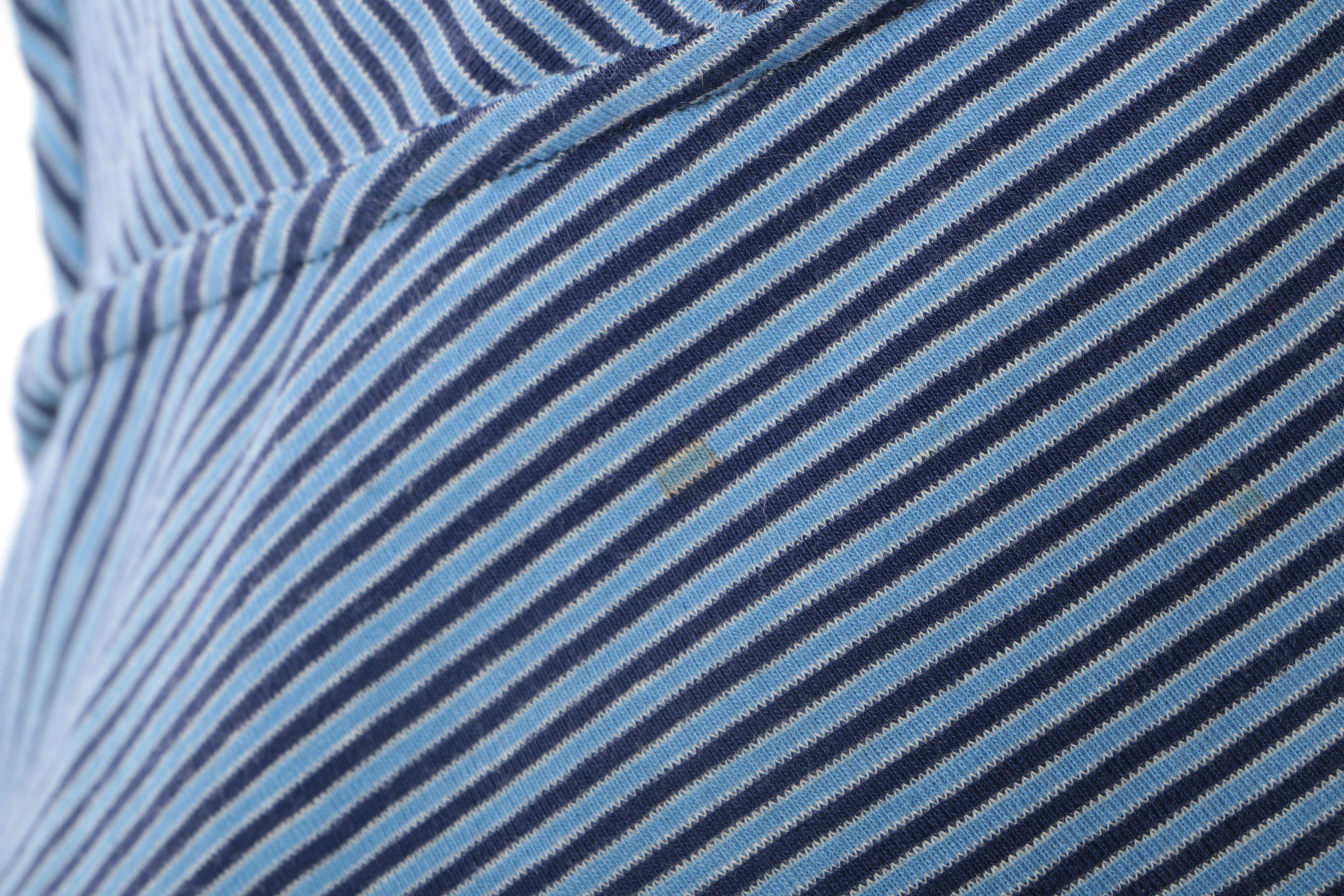 Prada Blue Striped V-Neck Top and Missoni Multicolor Silk Floral Print Skirt