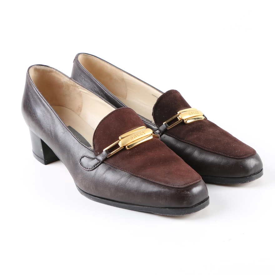 Women's Bally of Switzerland Espresso Brown Leather and Suede Loafers