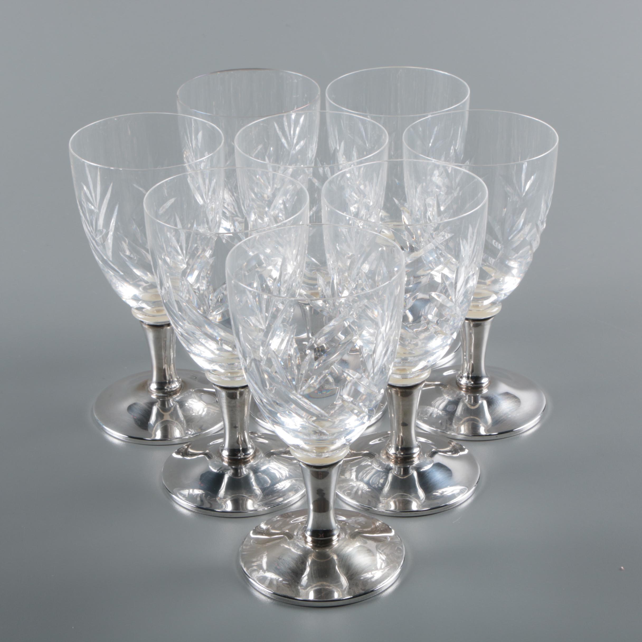 Vintage Gorham Crystal and Weighted Sterling Silver Wine Glasses
