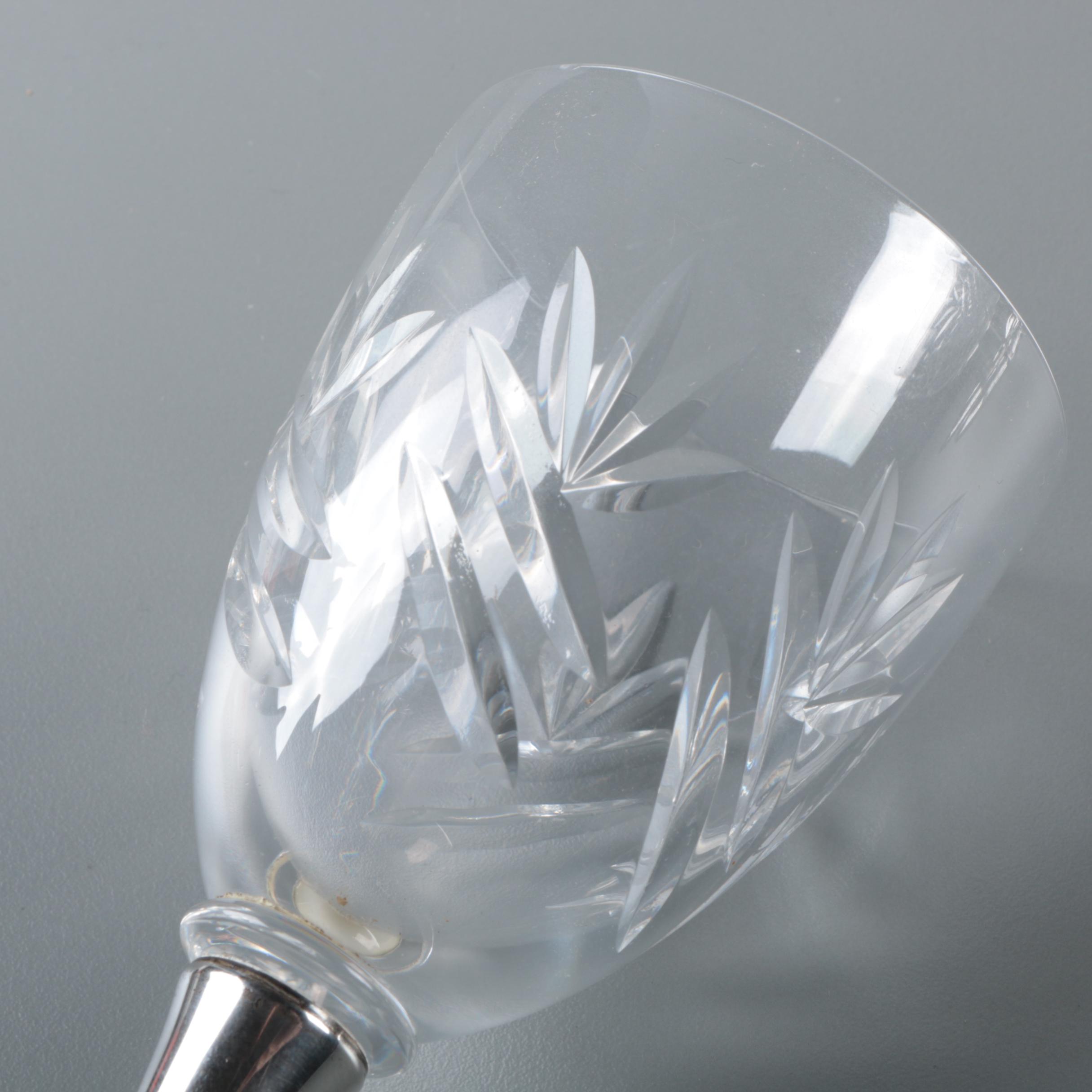 Vintage Gorham Crystal and Weighted Sterling Silver Wine Glasses