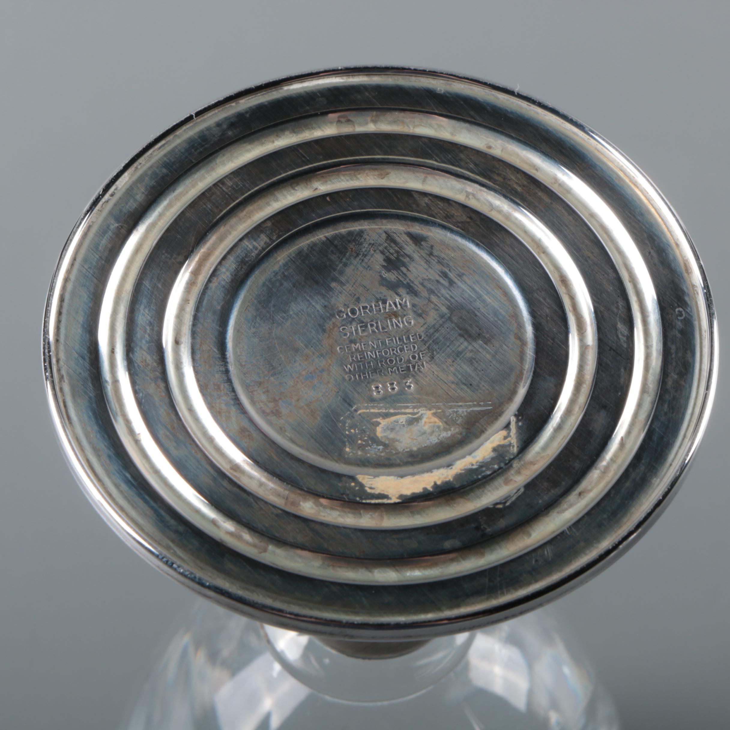 Vintage Gorham Crystal and Weighted Sterling Silver Wine Glasses