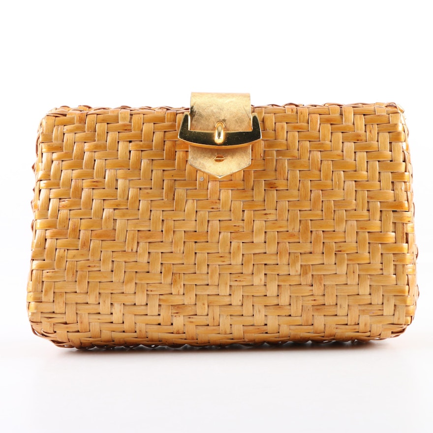 1980s Vintage Rodo Golden Weave Clutch, Made in Italy