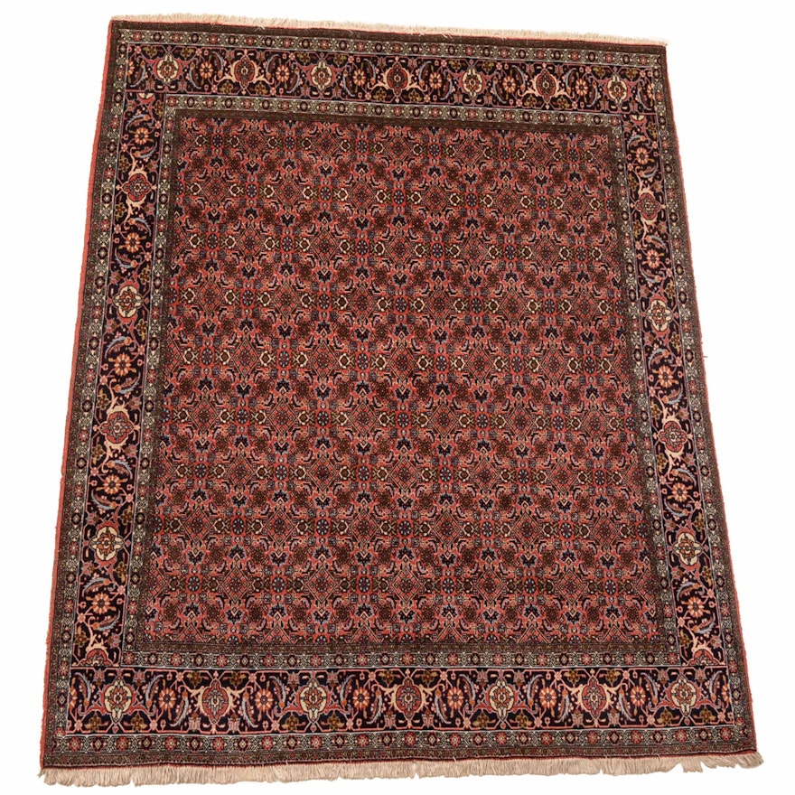 Hand-Knotted Indo-Persian Bijar Herati Area Rug