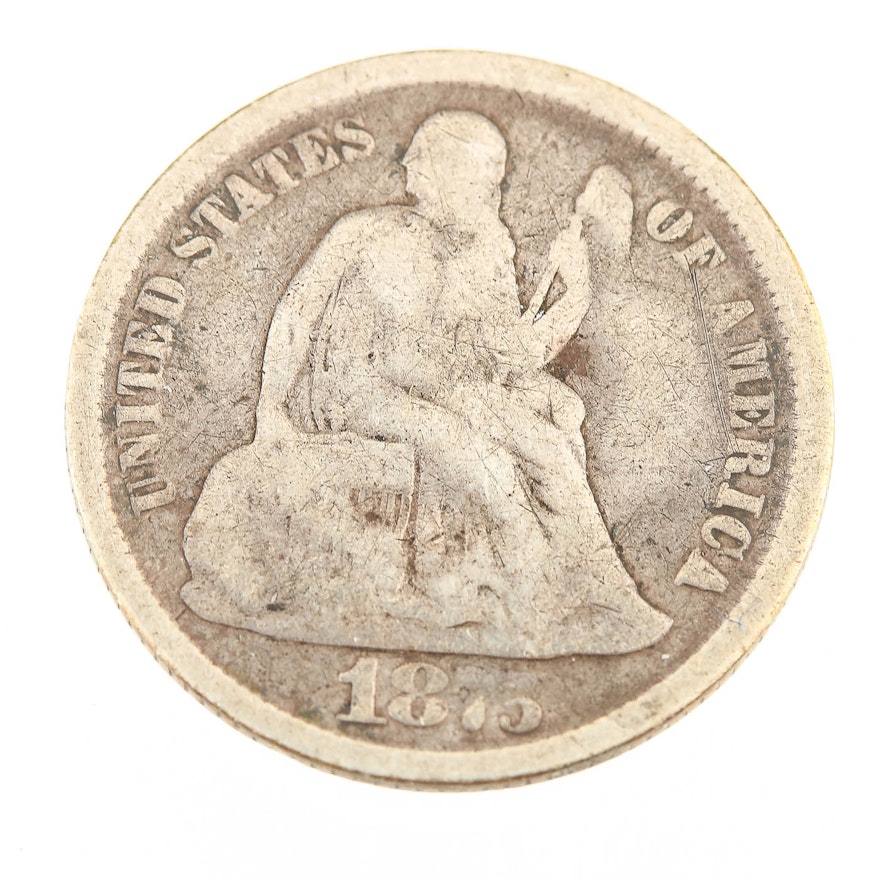 1875 Carson City Seated Liberty Silver Dime