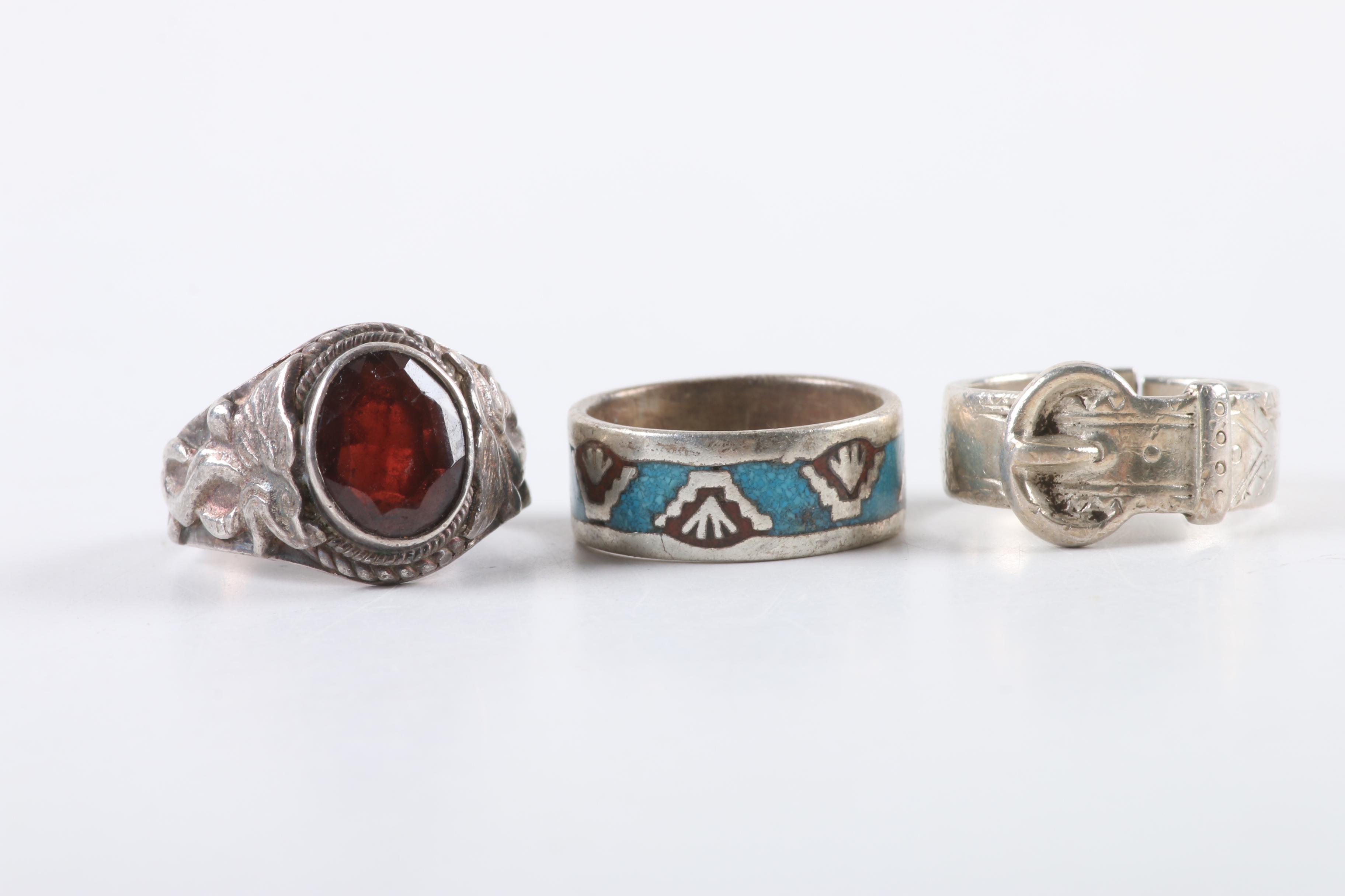 Southwestern Style Sterling Silver Garnet, Coral, and Lapis Lazuli Jewelry