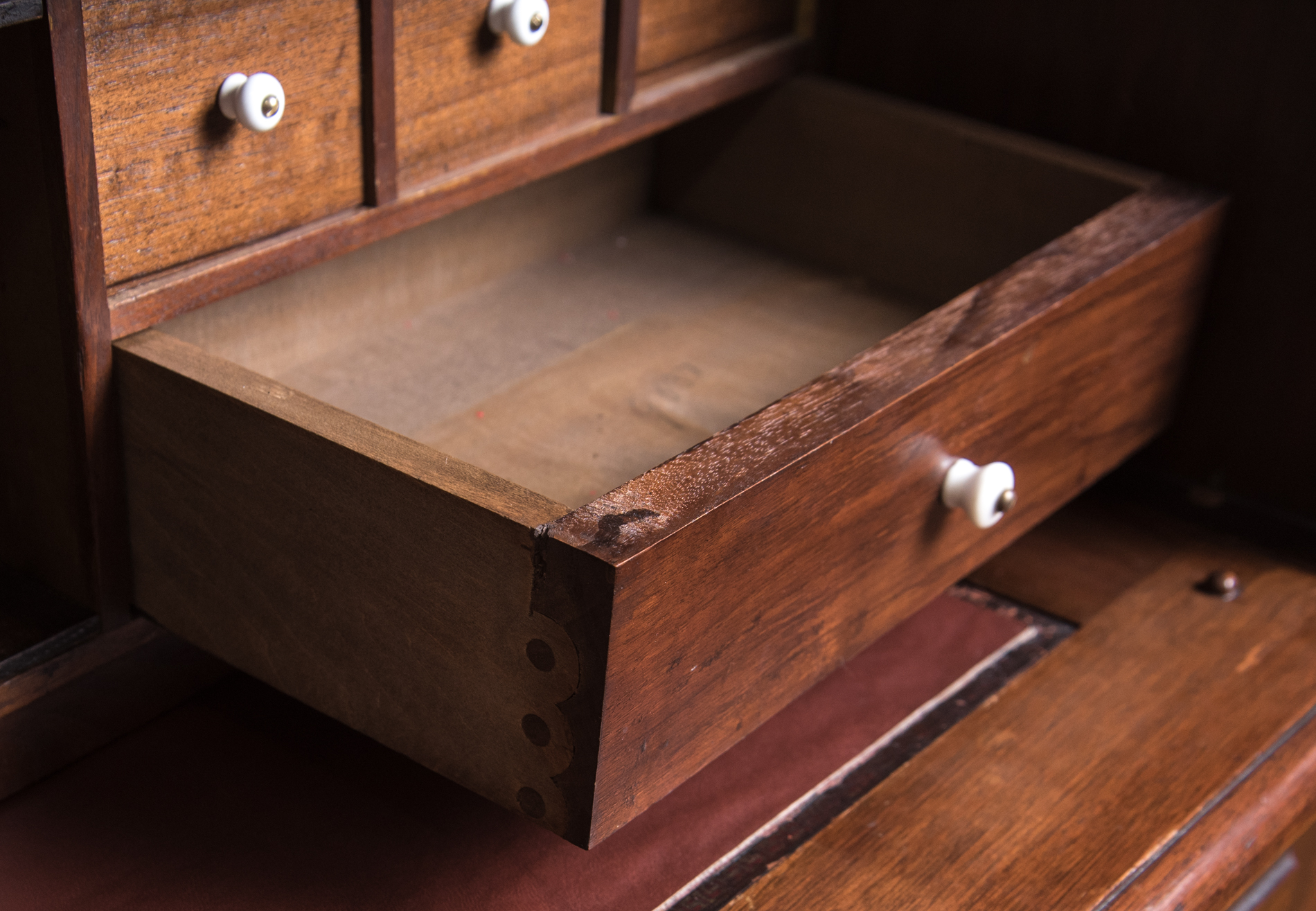 Antique Victorian Renaissance Revival Walnut Cylinder Secretary Desk