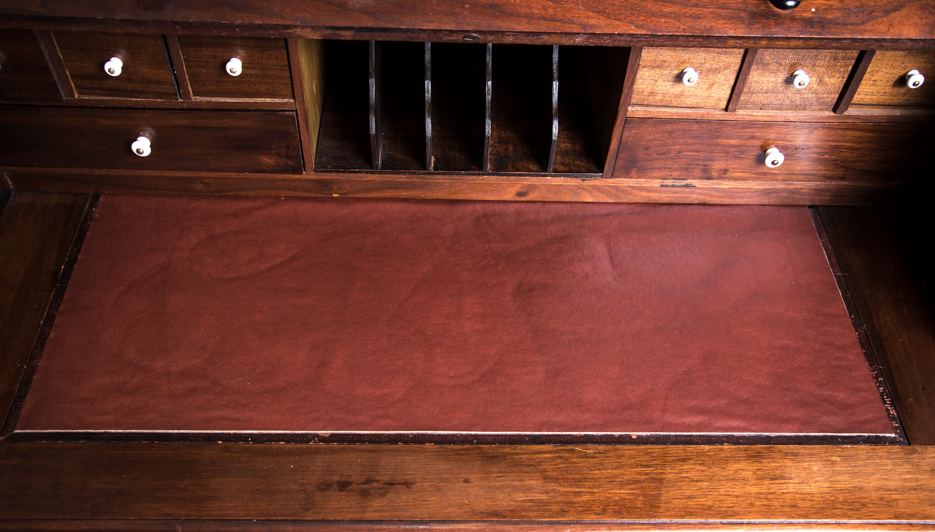 Antique Victorian Renaissance Revival Walnut Cylinder Secretary Desk