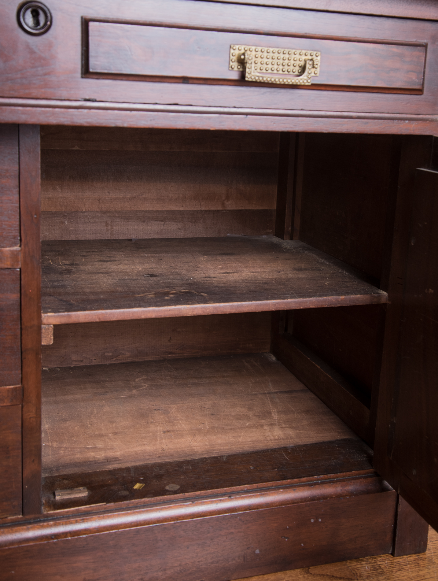 Antique Victorian Renaissance Revival Walnut Cylinder Secretary Desk