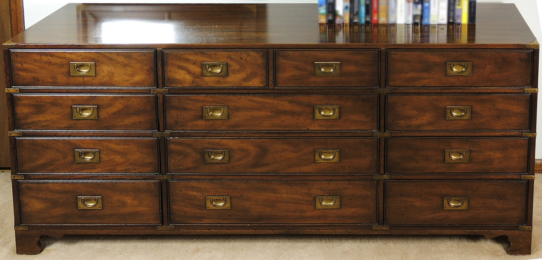 Drexel Heritage Campaign Style Dresser with Mirror