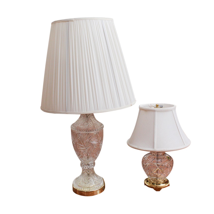 Waterford Crystal Accent Lamp and Glass Cut Table Lamp