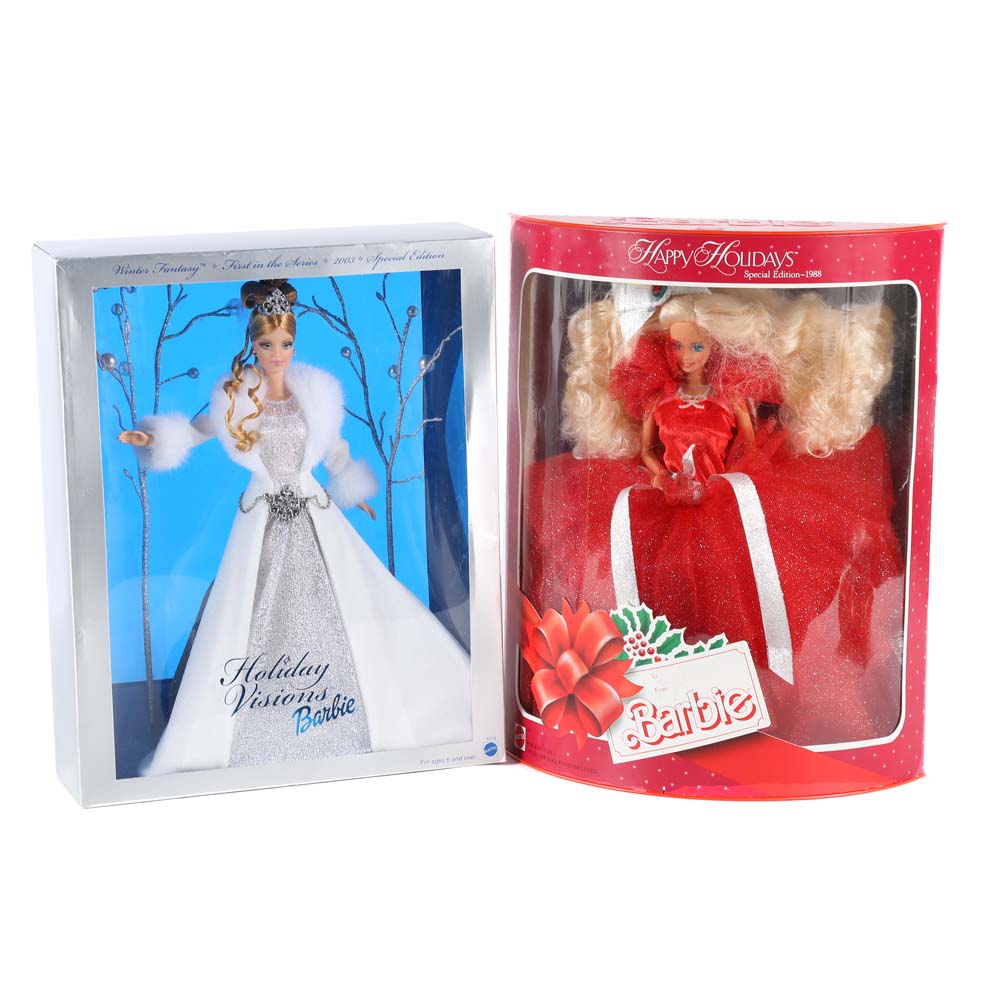 1988 Special Edition Holiday and 2003 Special Edition Winter Fantasy Barbies