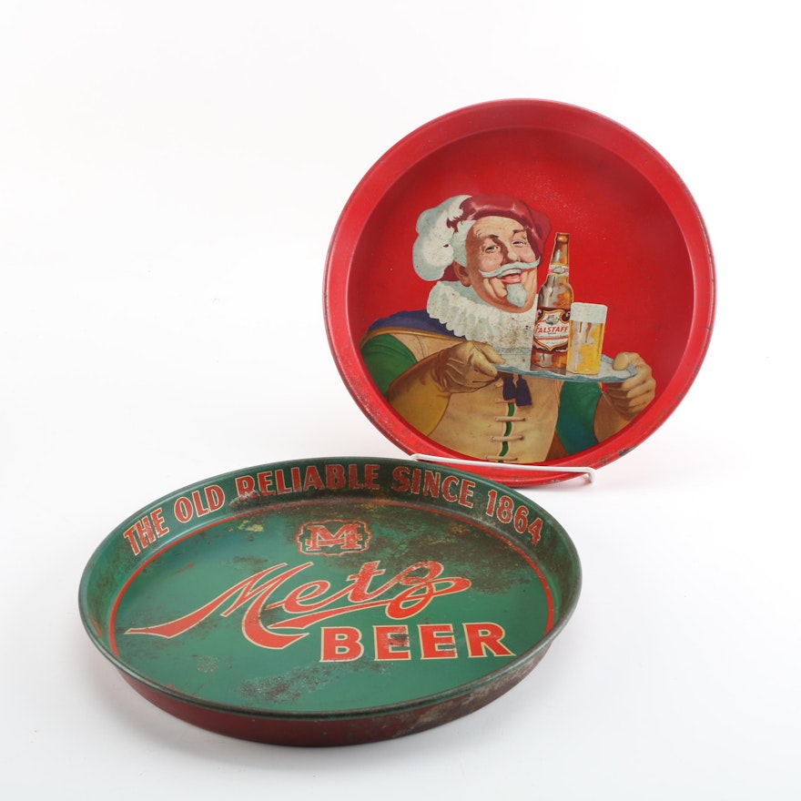 Metz and Falstaff Beer Serving Trays