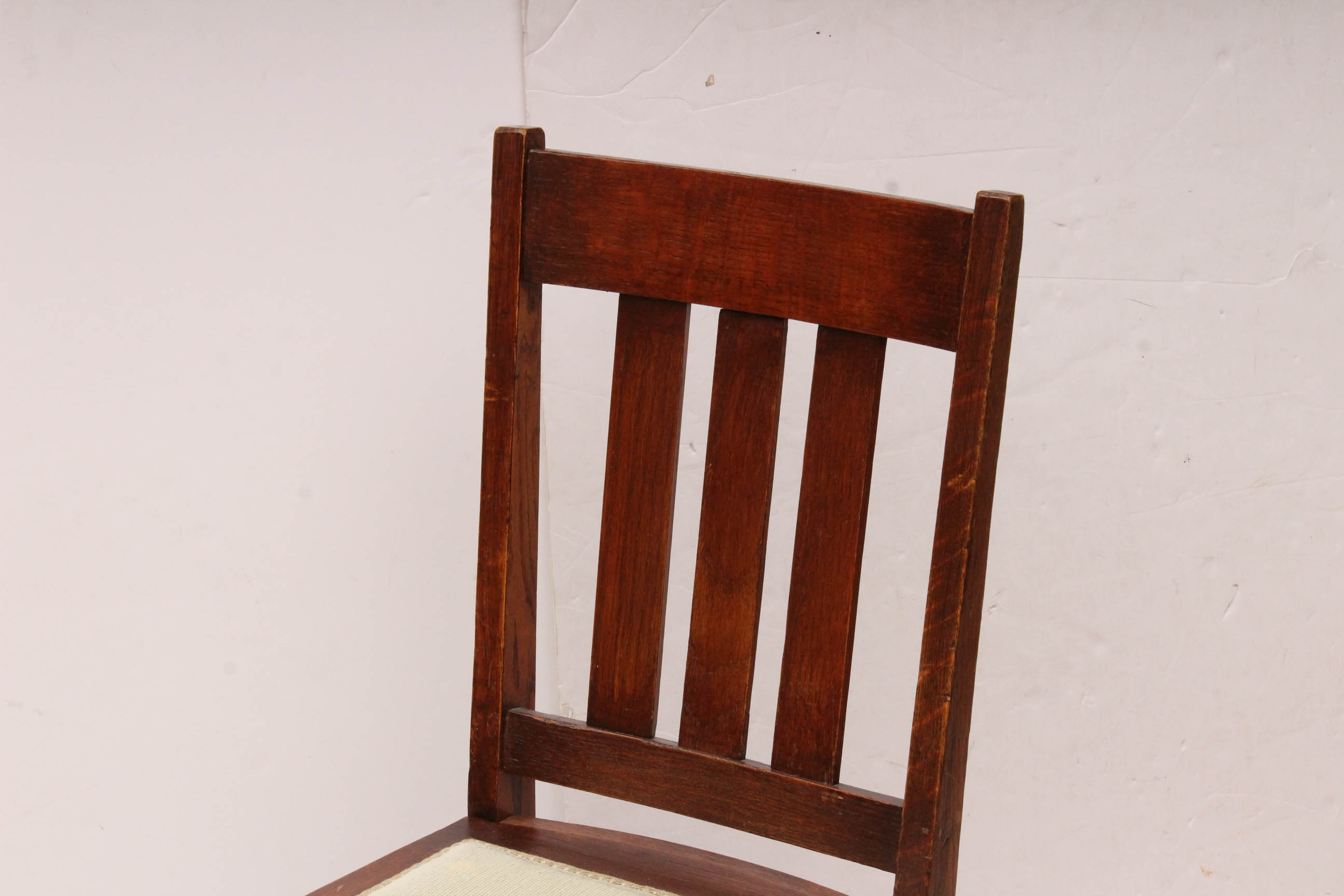 Vintage Oak Side Chair with Needlepoint Seat