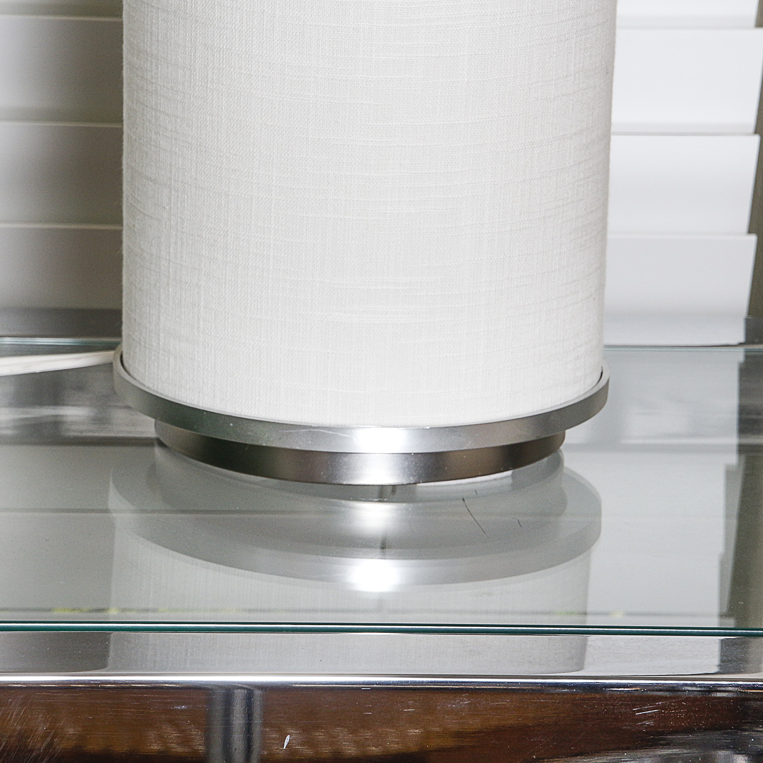 Contemporary Columnar Fabric and Metal Table Lamp