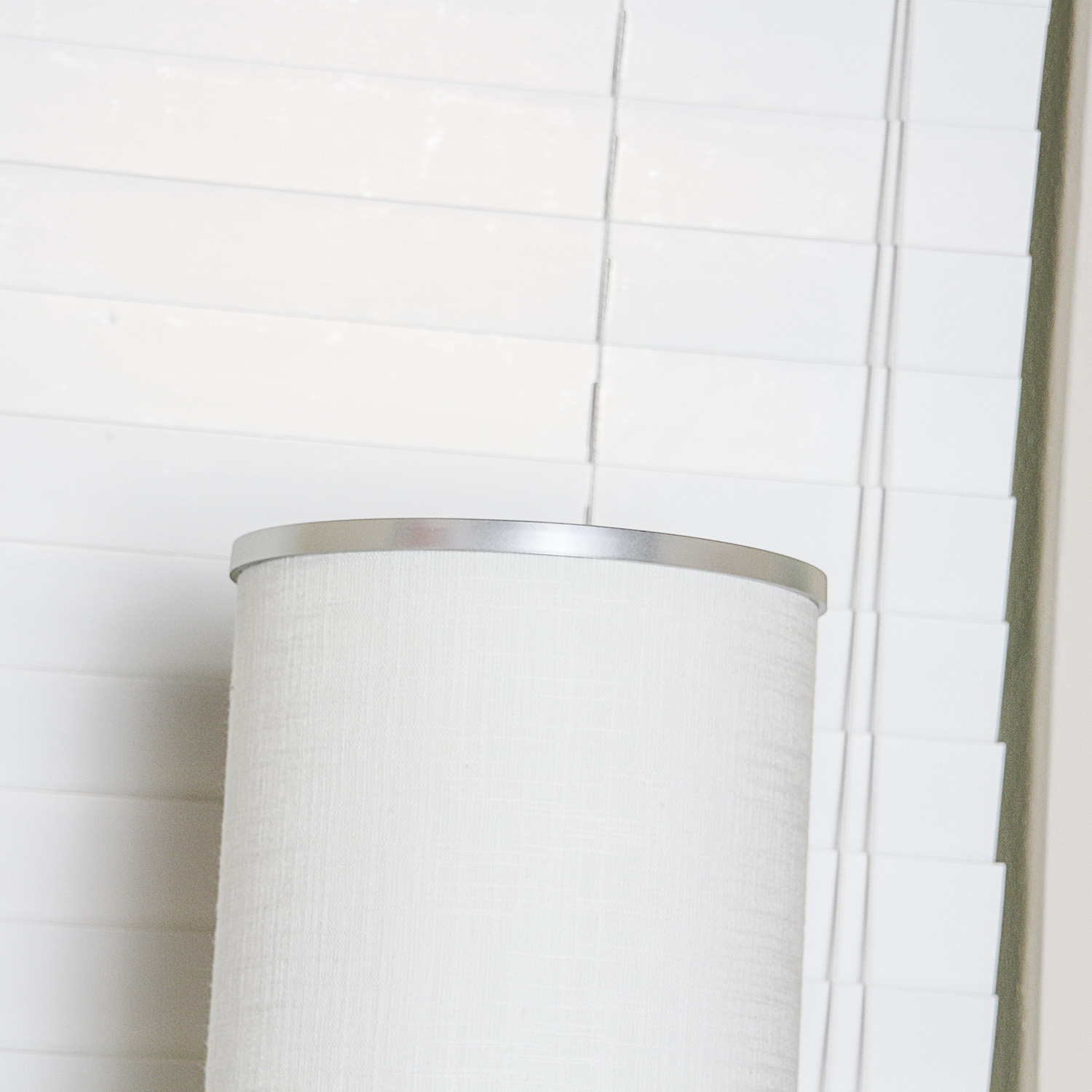 Contemporary Columnar Fabric and Metal Table Lamp