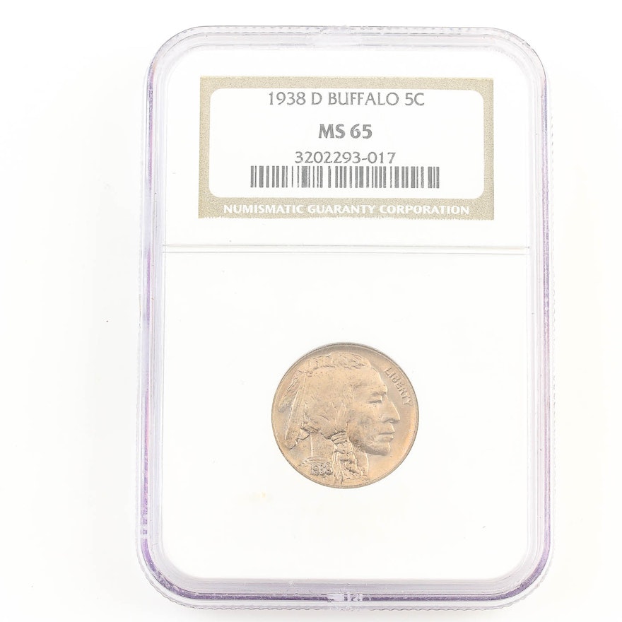 NGC Graded MS 65 1938-D Buffalo Nickel