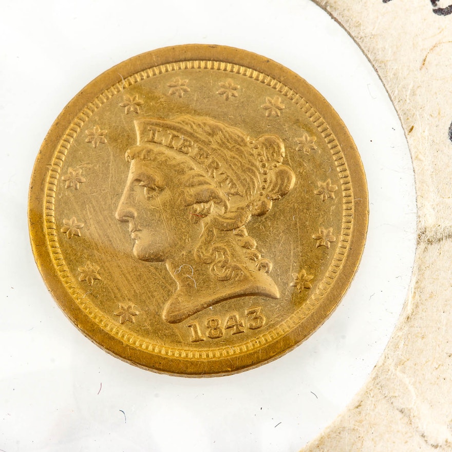 1843-O Liberty Head $2 1/2 Gold Coin