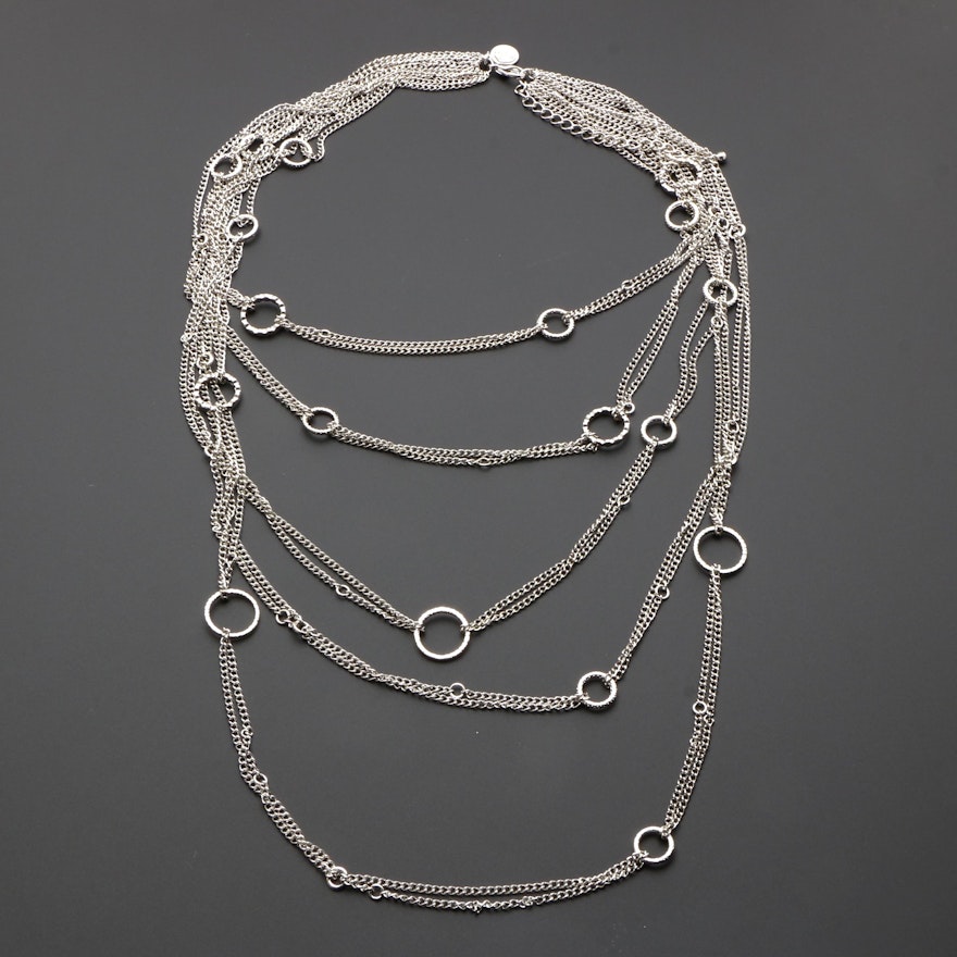 Silver Tone Multi-Strand Necklace
